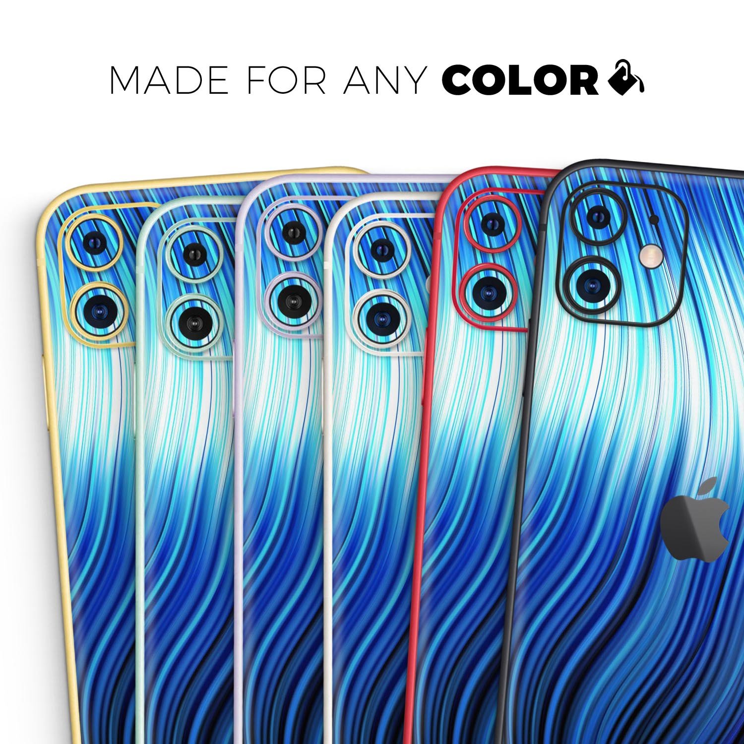 Blue Vector Swirly HD Strands skin for Apple iPhone, showcasing vibrant colors and unique design.