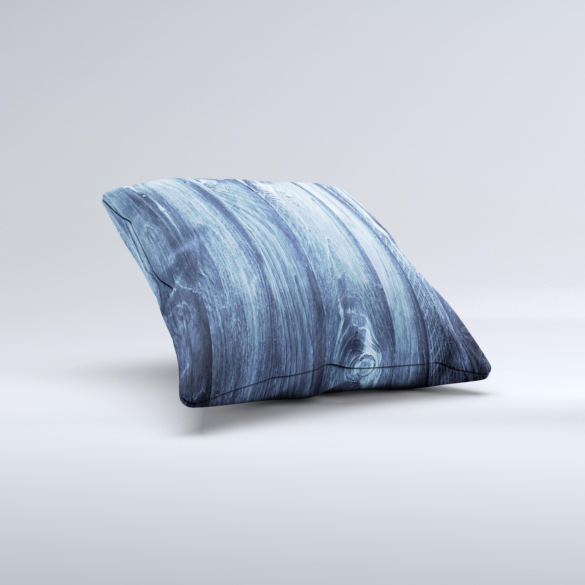 Blue Washed WoodGrain Ink-Fuzed Decorative Throw Pillow showcasing a unique design with a soft texture, perfect for home decor.