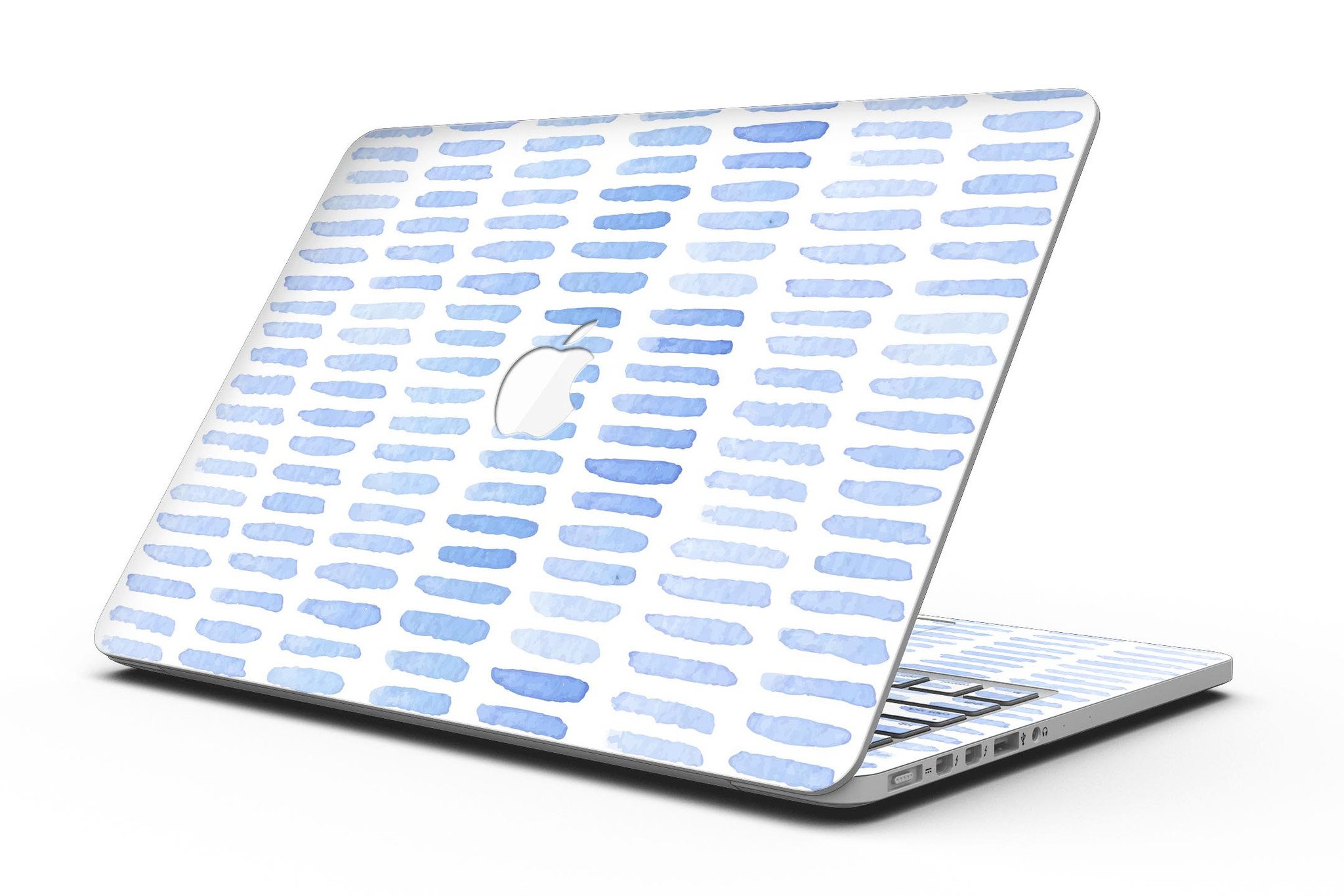 Blue Watercolor Brush Strokes skin for MacBook Pro with Retina Display, showcasing vibrant colors and a sleek design.