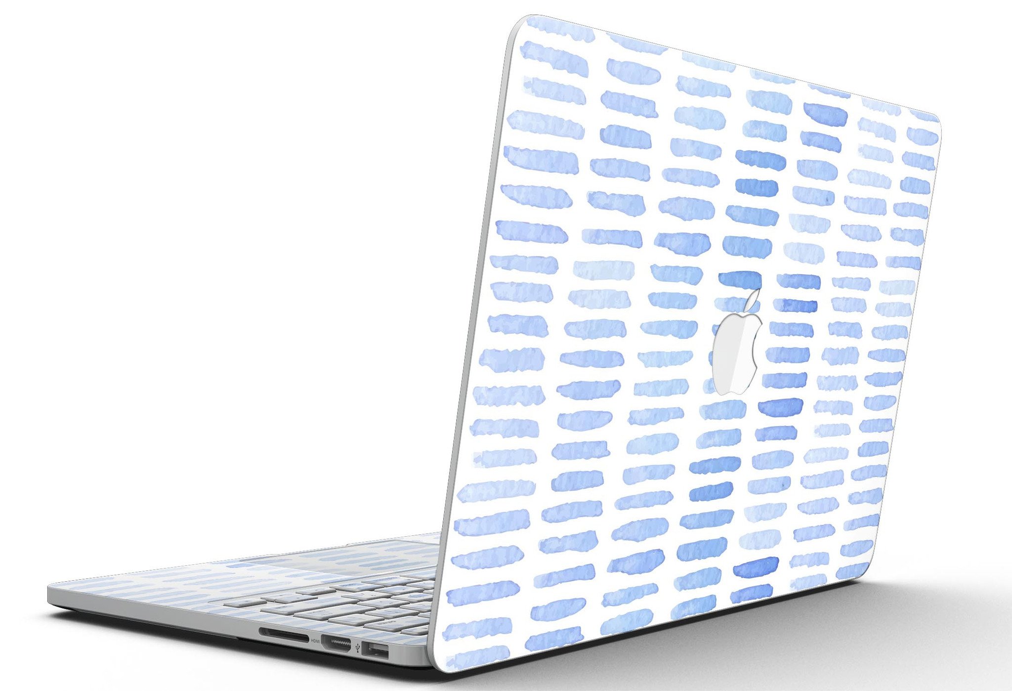 Blue Watercolor Brush Strokes skin for MacBook Pro with Retina Display, showcasing vibrant colors and a sleek design.