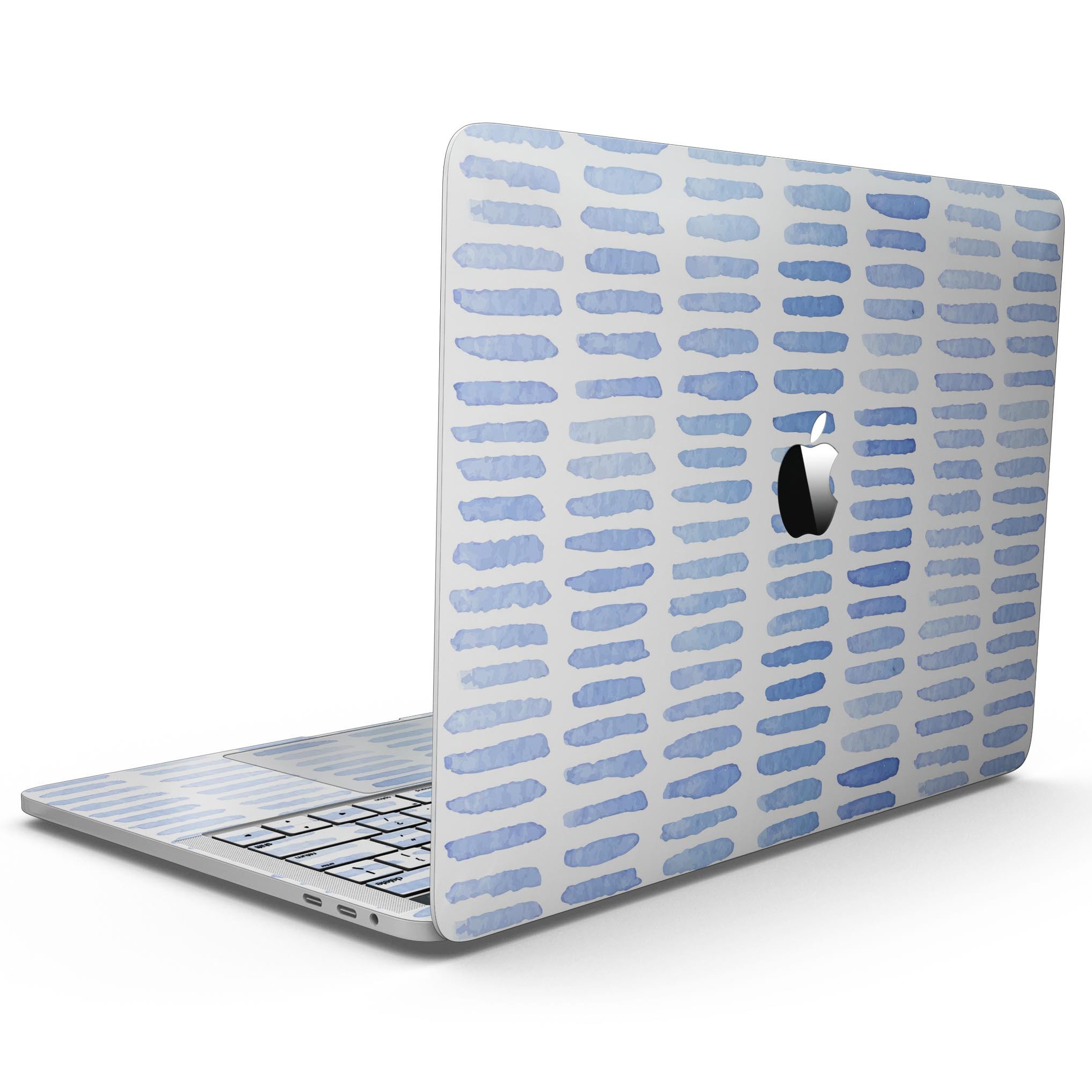 Blue Watercolor Brush Strokes skin for MacBook Pro with Touch Bar, showcasing vibrant colors and artistic design.