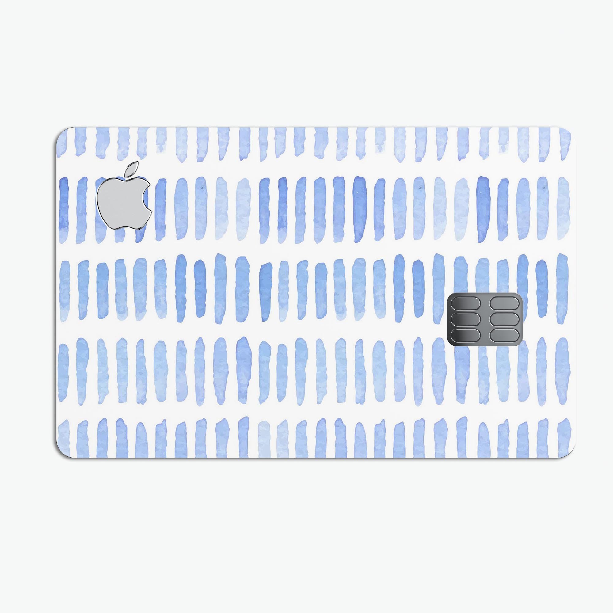 Blue Watercolor Brush Strokes decal skin for Apple Card, showcasing a vibrant design that protects the card from scratches.