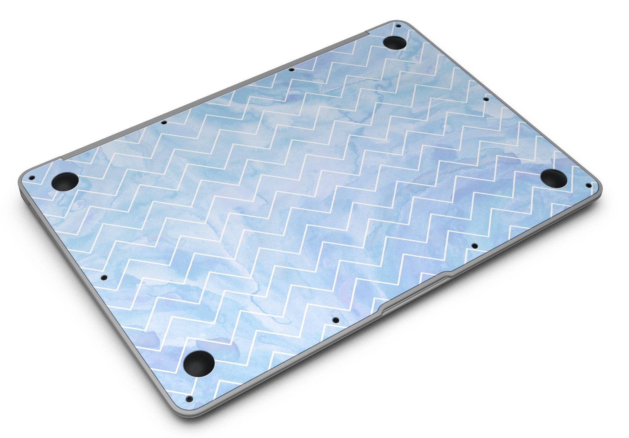 Blue Watercolor Chevron MacBook Air Skin Kit showcasing vibrant chevron pattern on premium vinyl.