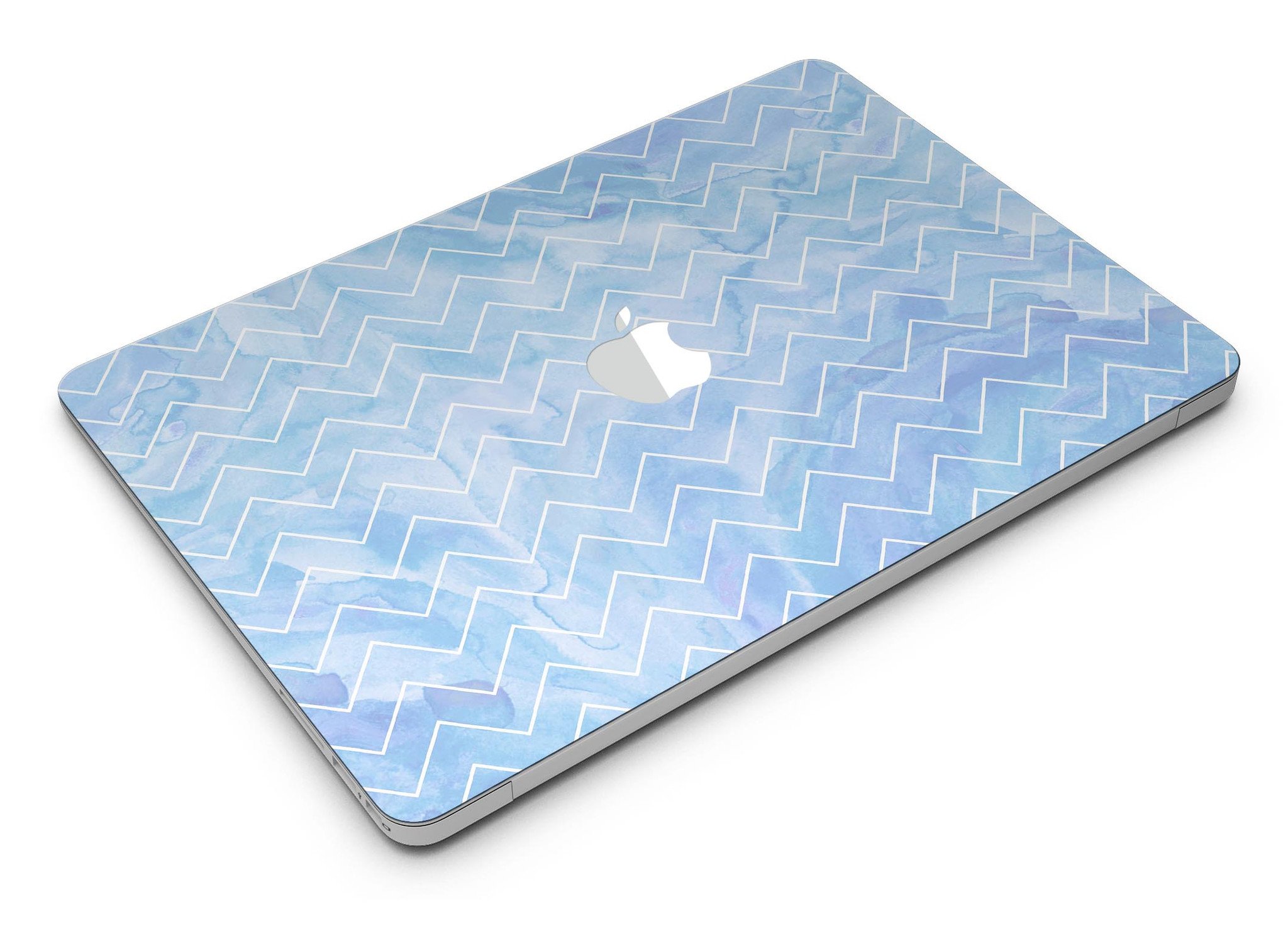 Blue Watercolor Chevron MacBook Air Skin Kit showcasing vibrant chevron pattern on premium vinyl.