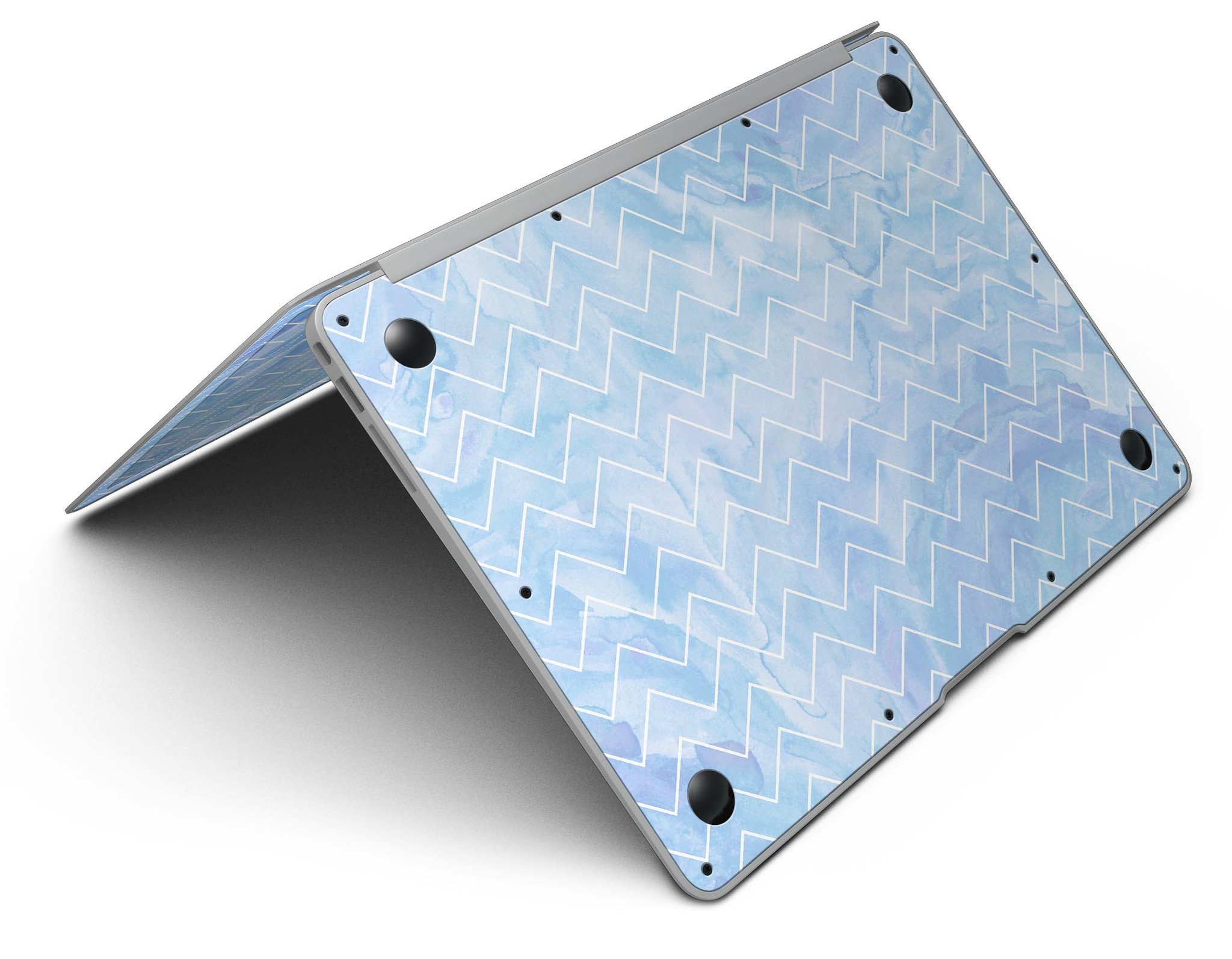 Blue Watercolor Chevron MacBook Air Skin Kit showcasing vibrant chevron pattern on premium vinyl.