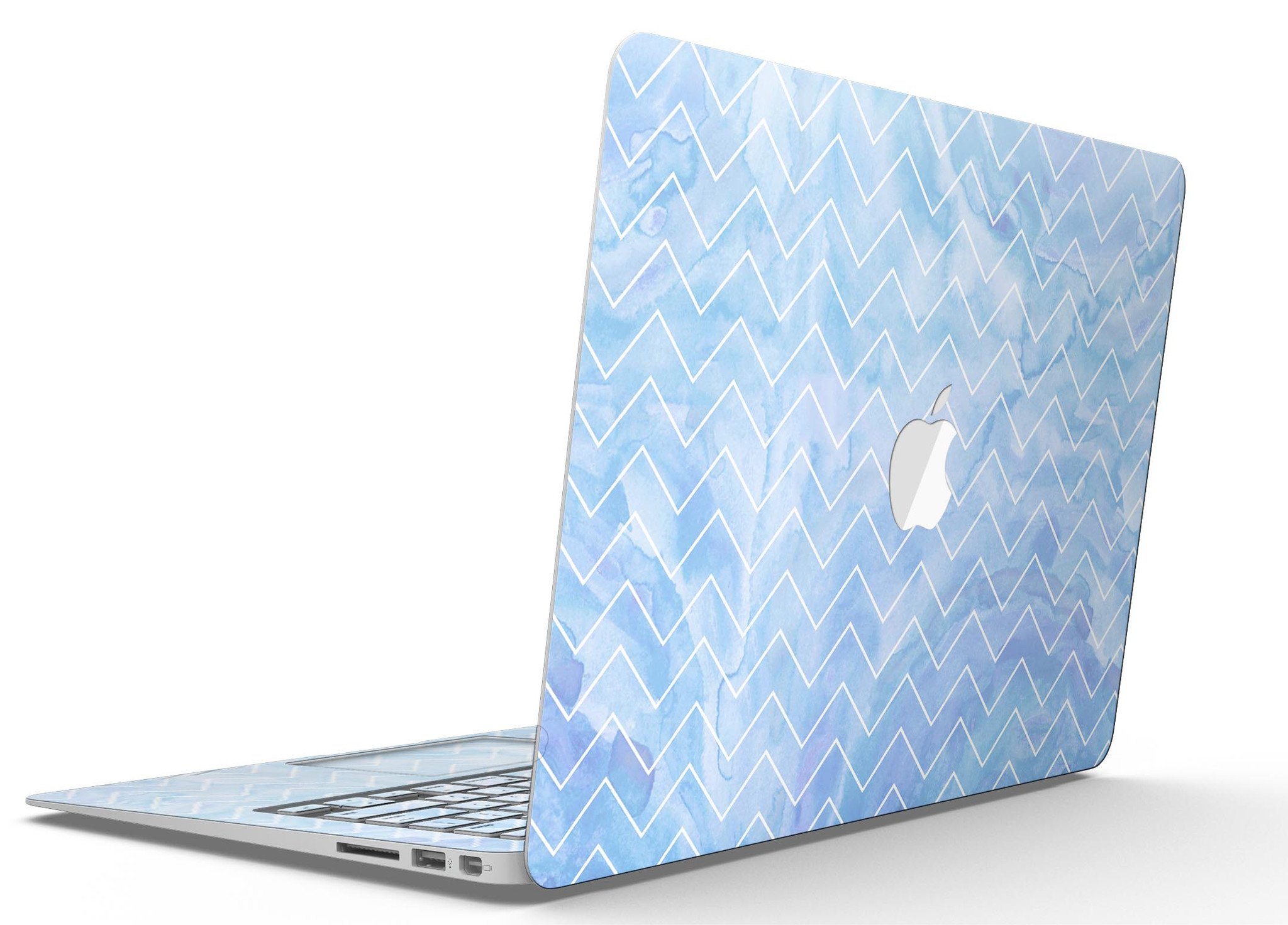 Blue Watercolor Chevron MacBook Air Skin Kit showcasing vibrant chevron pattern on premium vinyl.