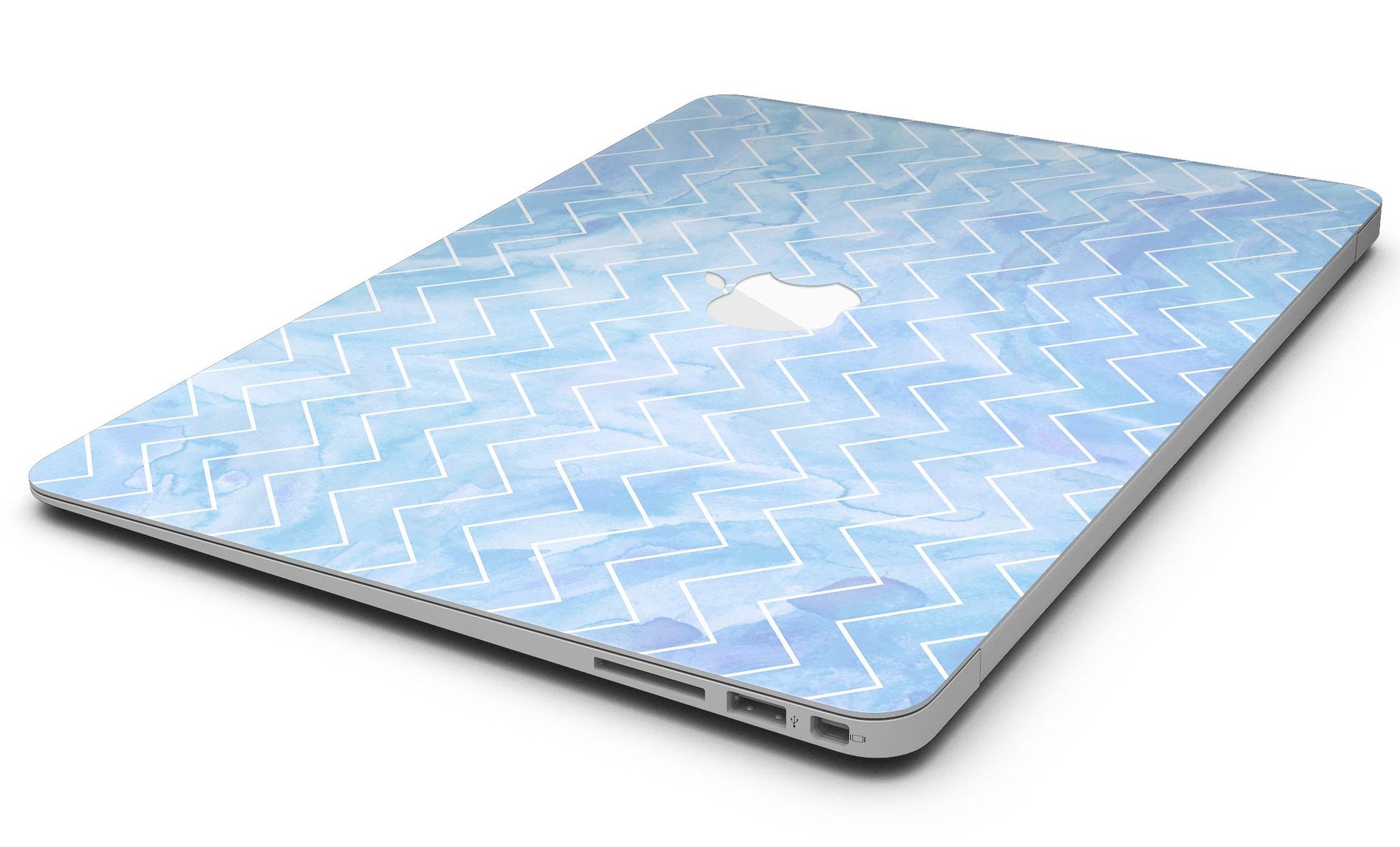 Blue Watercolor Chevron MacBook Air Skin Kit showcasing vibrant chevron pattern on premium vinyl.