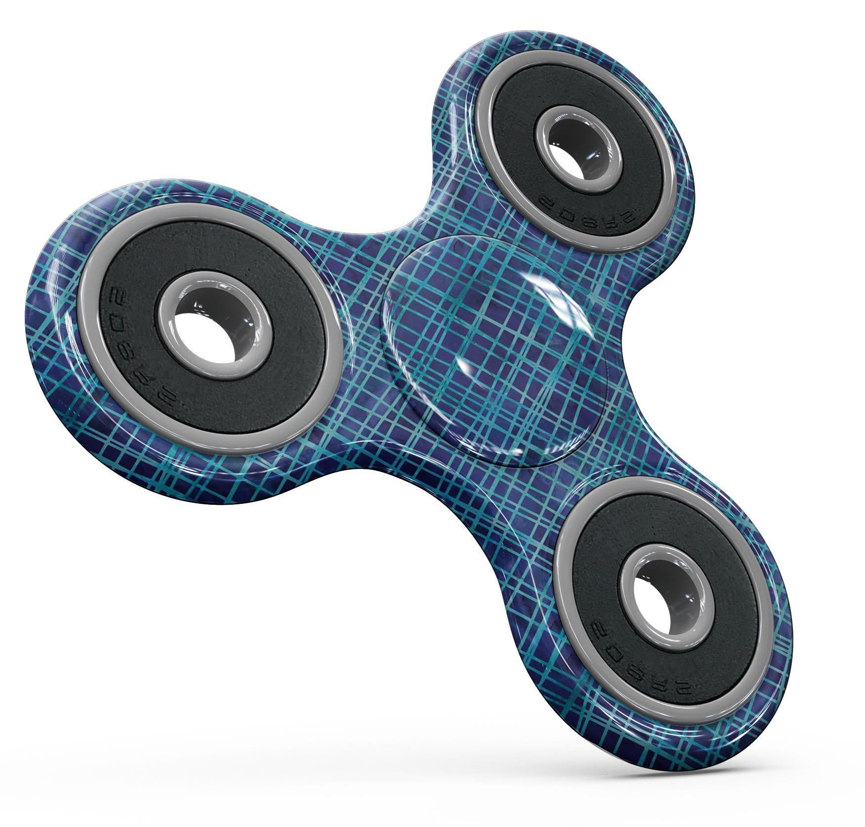 Blue Watercolor Cross Hatch Full-Body Skin-Kit for fidget spinner, showcasing vibrant colors and intricate design.