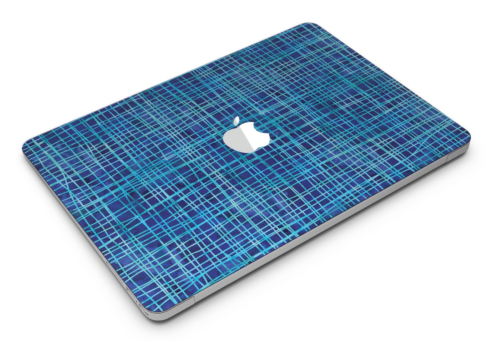 Blue Watercolor Cross Hatch skin for MacBook Air, showcasing a vibrant watercolor design with cross hatch patterns.