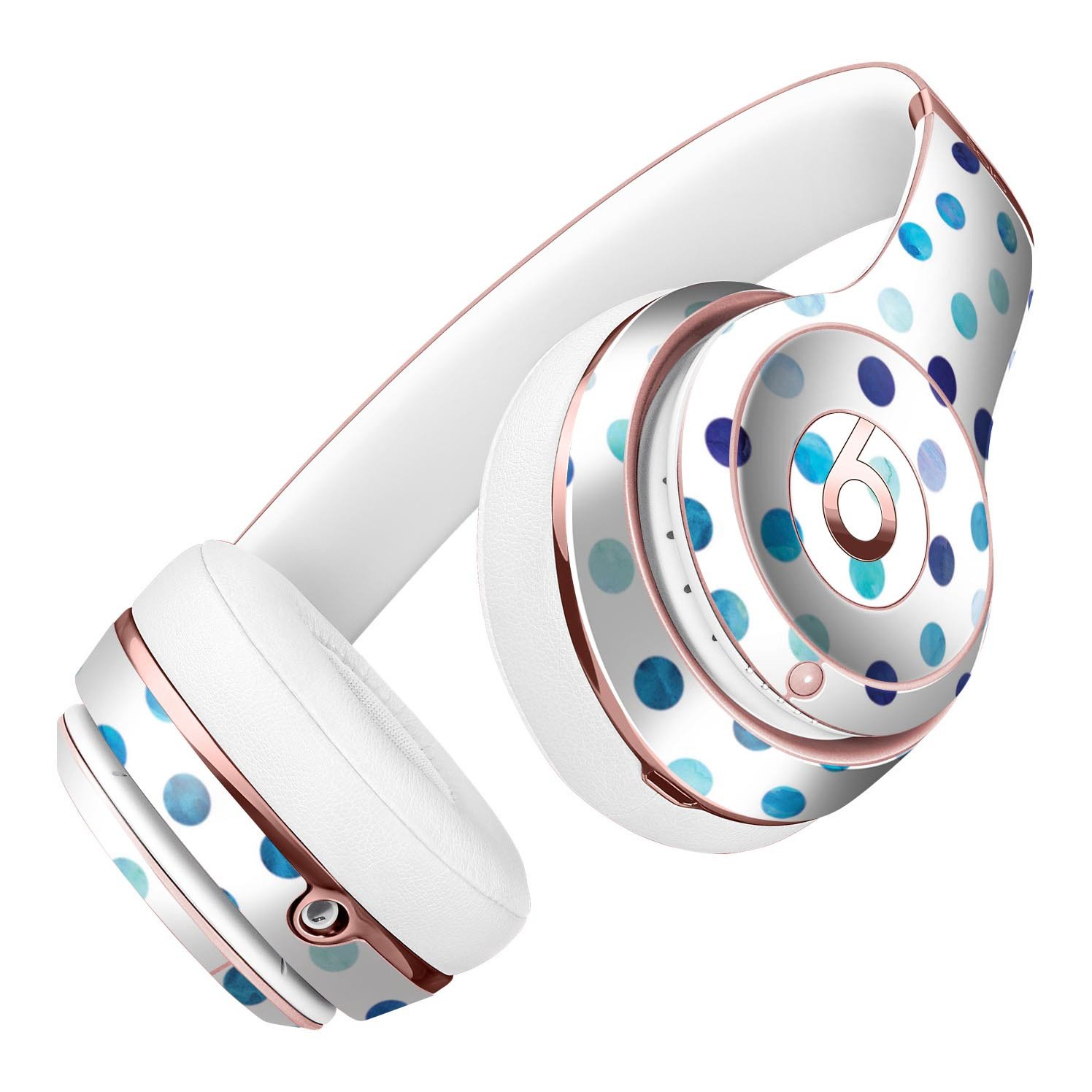 Blue Watercolor Dots Skin Kit for Beats by Dre Solo 3 Wireless Headphones, showcasing a vibrant design on a white background.