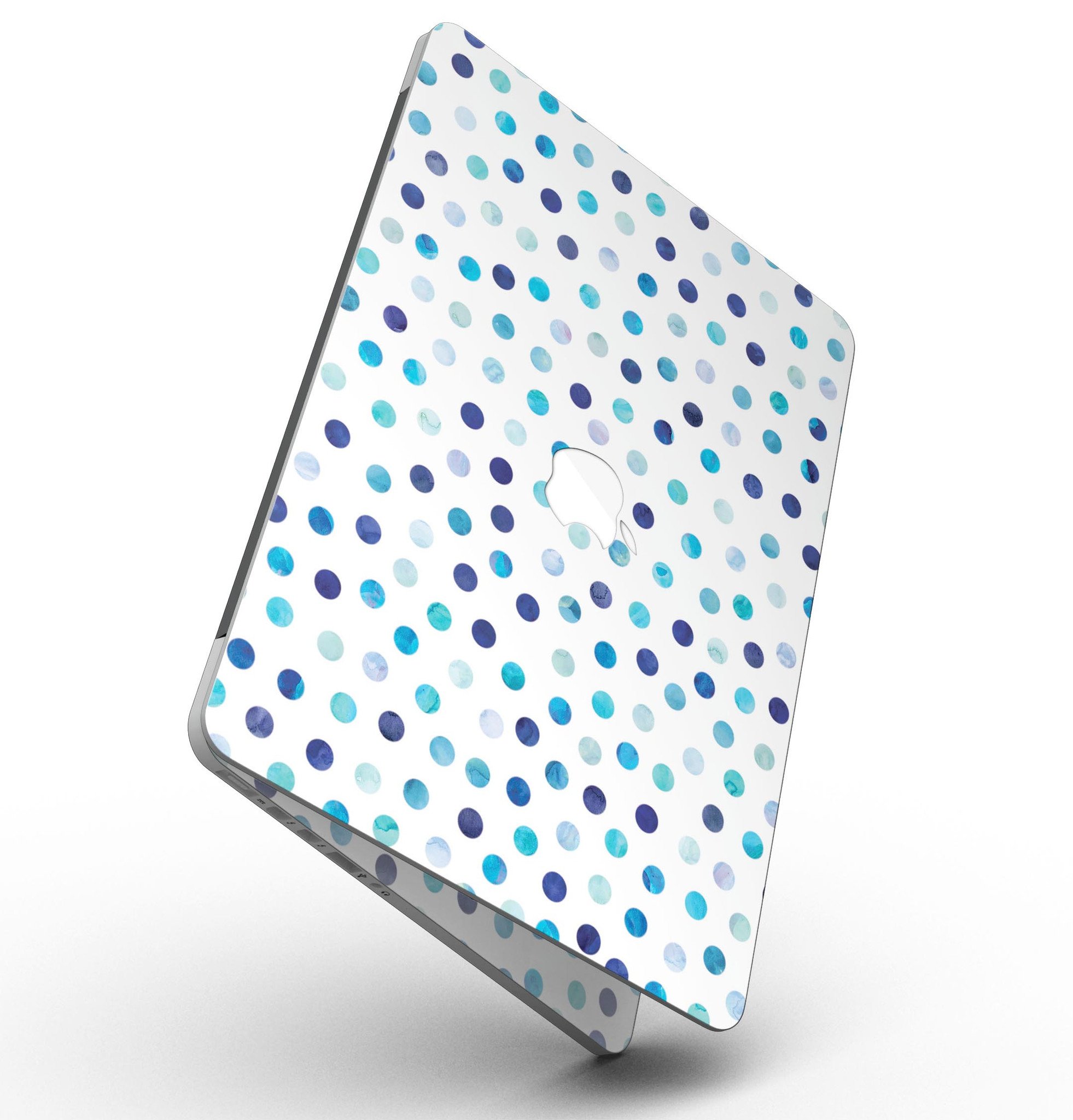 Blue Watercolor Dots skin for MacBook Pro with Retina Display, showcasing a vibrant design on a white background.