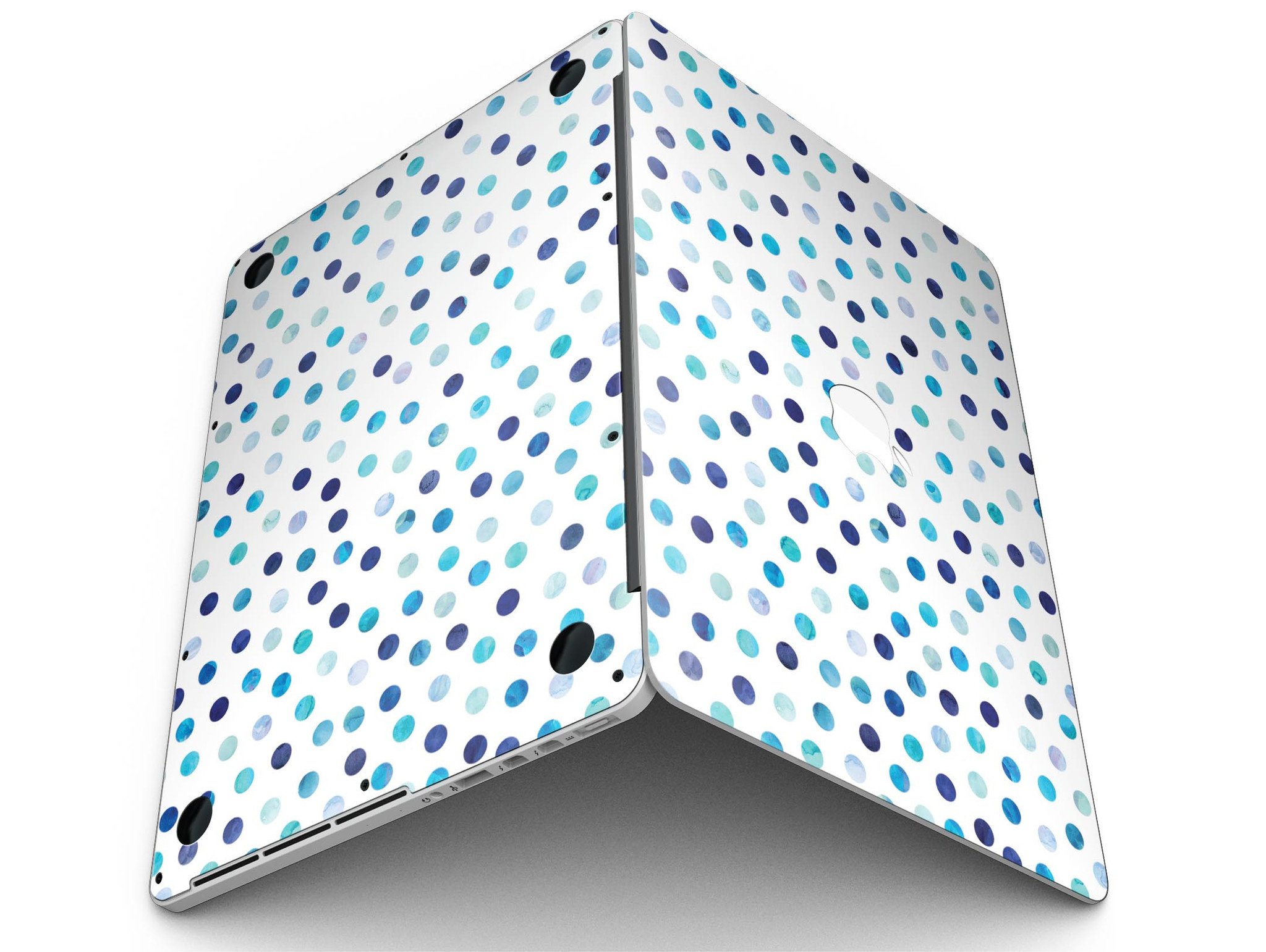 Blue Watercolor Dots skin for MacBook Pro with Retina Display, showcasing a vibrant design on a white background.