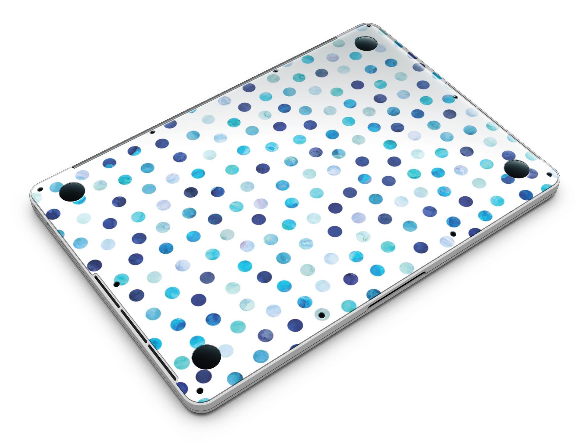 Blue Watercolor Dots skin for MacBook Pro with Retina Display, showcasing a vibrant design on a white background.