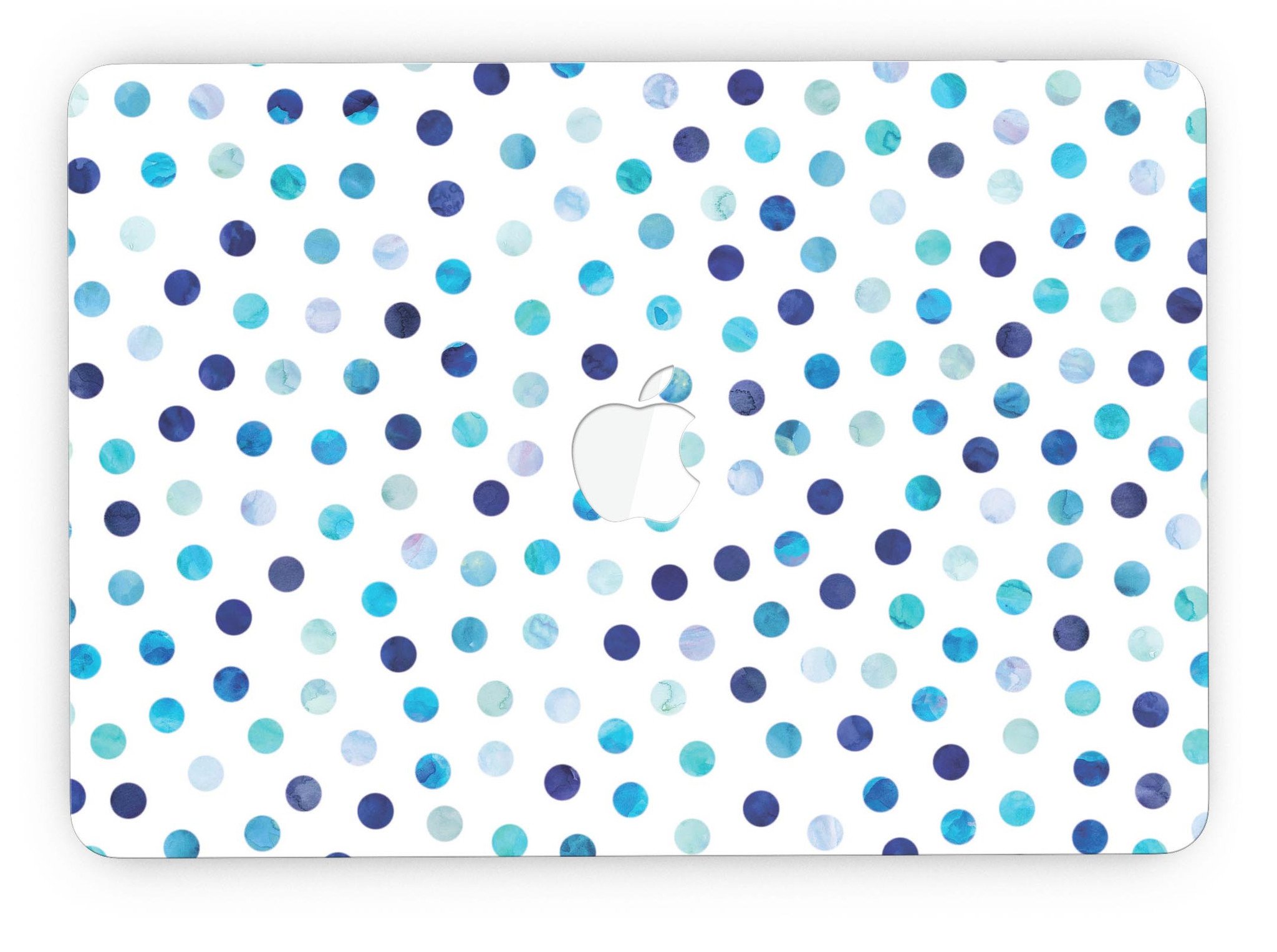 Blue Watercolor Dots skin for MacBook Pro with Retina Display, showcasing a vibrant design on a white background.