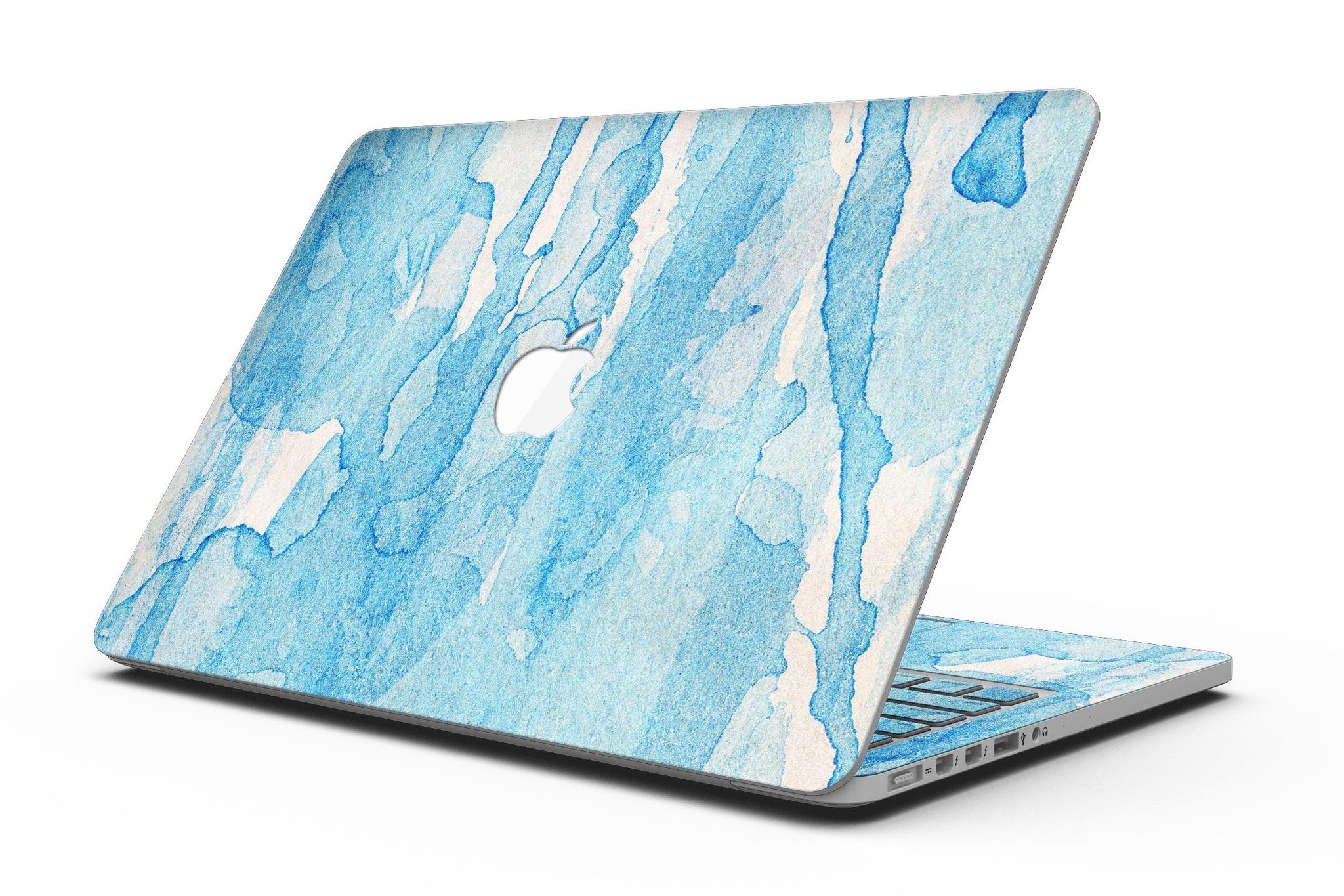 Blue Watercolor Drizzle skin for MacBook Pro with Retina Display, showcasing vibrant colors and a stylish design.