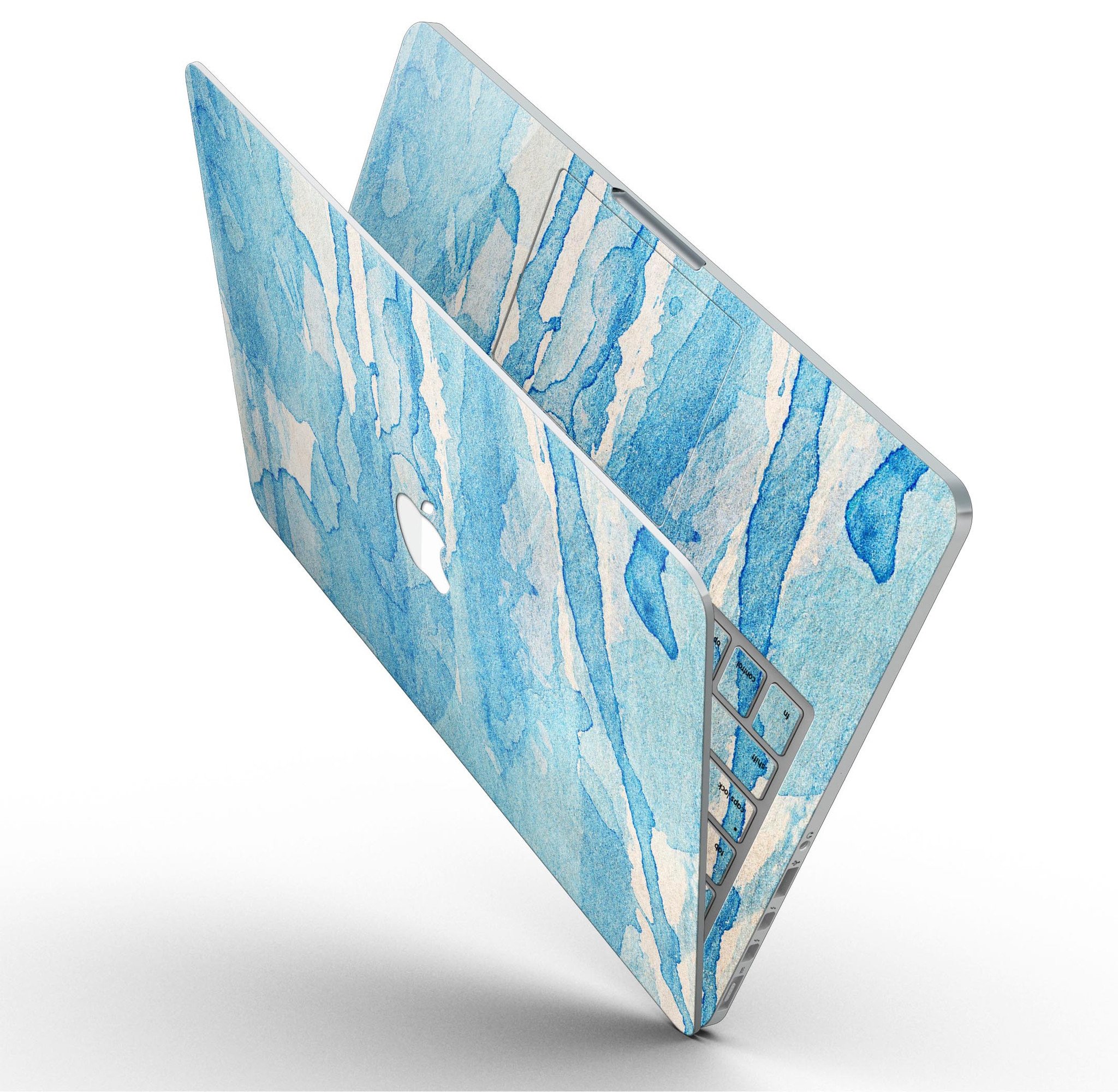 Blue Watercolor Drizzle skin for MacBook Pro with Retina Display, showcasing vibrant colors and a stylish design.