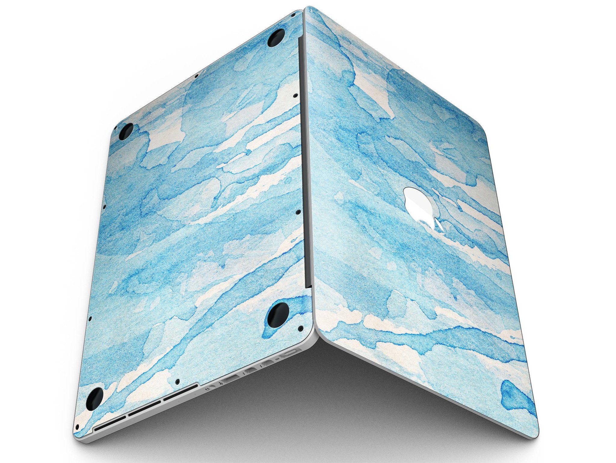 Blue Watercolor Drizzle skin for MacBook Pro with Retina Display, showcasing vibrant colors and a stylish design.