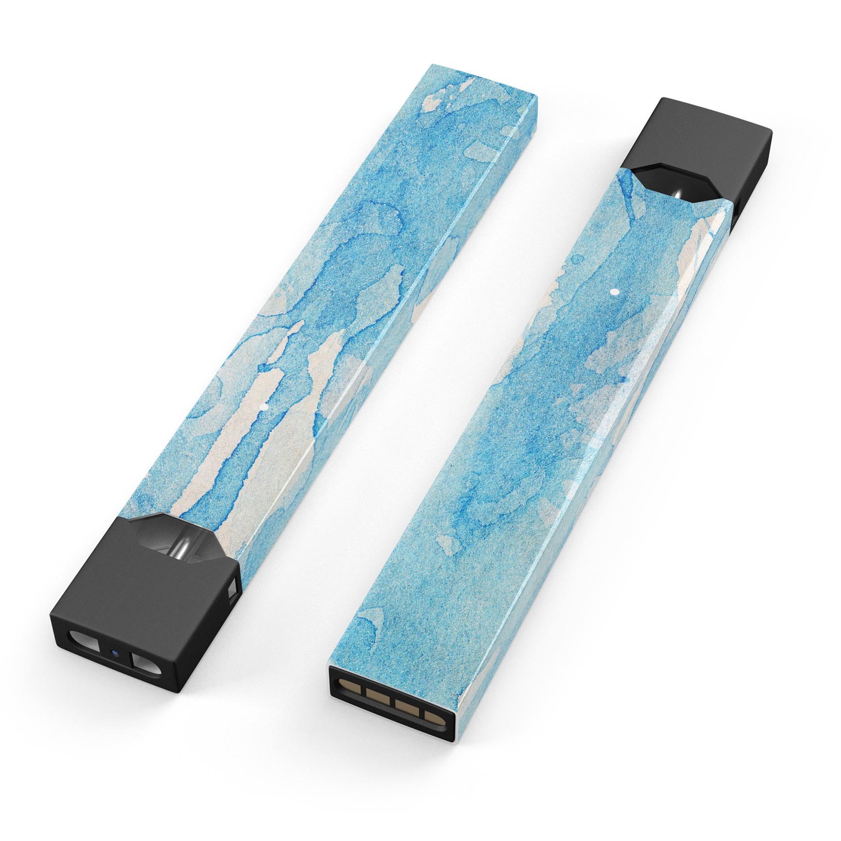 Blue Watercolor Drizzle skin-wrap sticker designed for JUUL vaping device, showcasing vibrant watercolor design and premium quality.