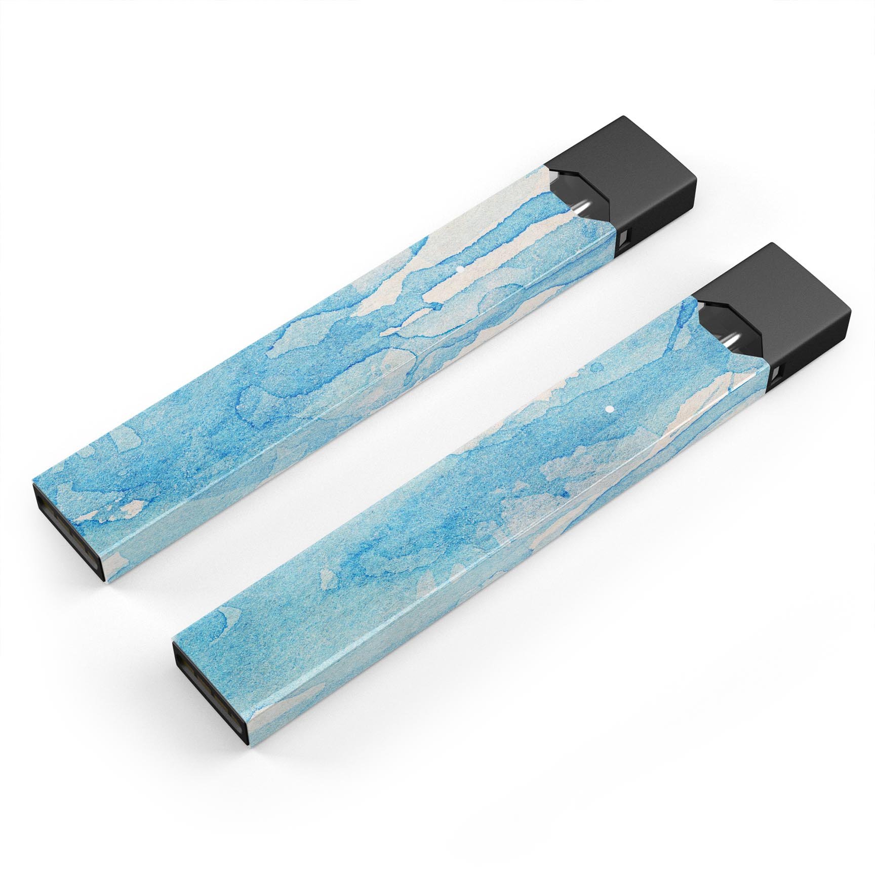 Blue Watercolor Drizzle skin-wrap sticker designed for JUUL vaping device, showcasing vibrant watercolor design and premium quality.