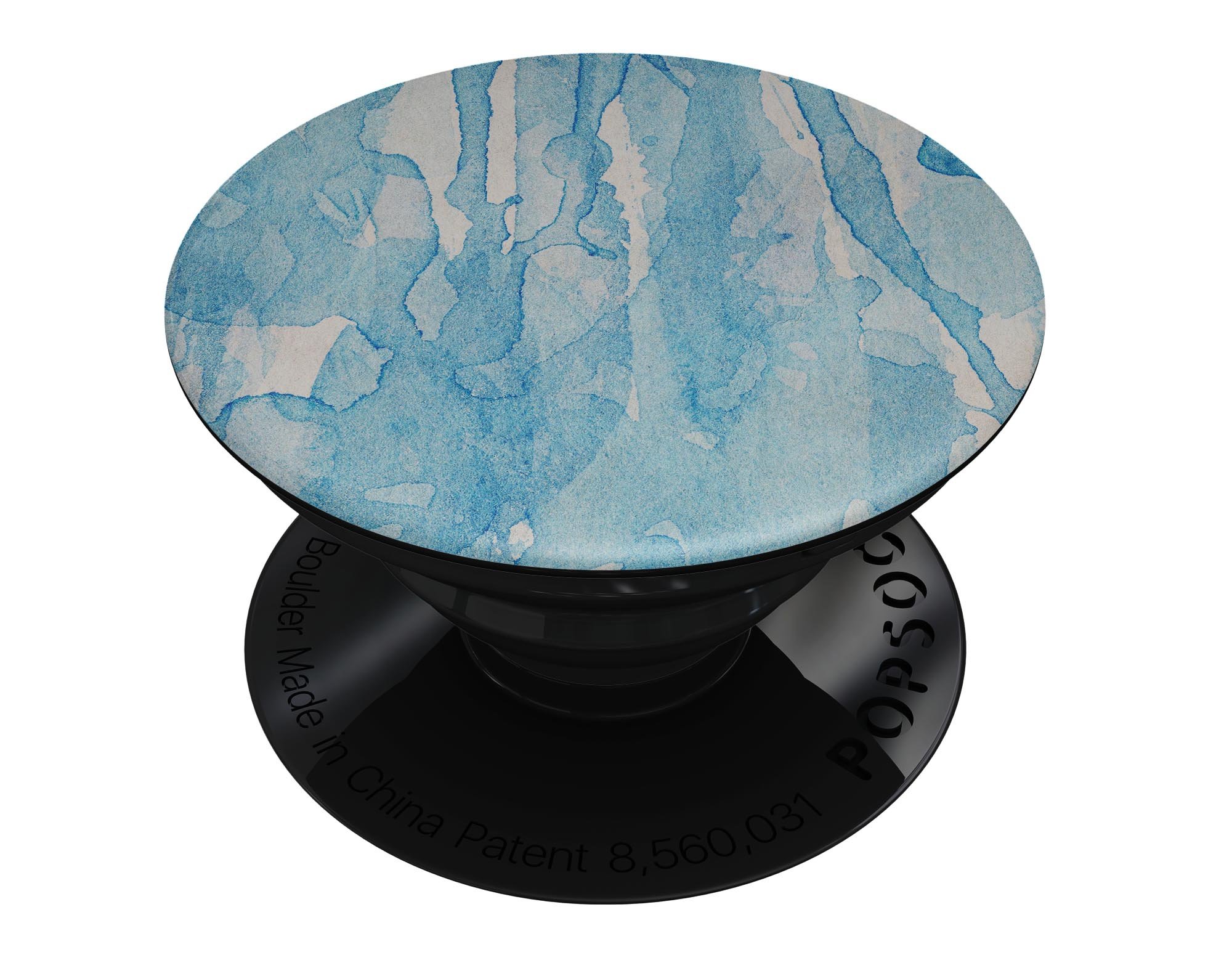 Blue Watercolor Drizzle Skin Kit for PopSockets, featuring a vibrant watercolor design on premium vinyl.