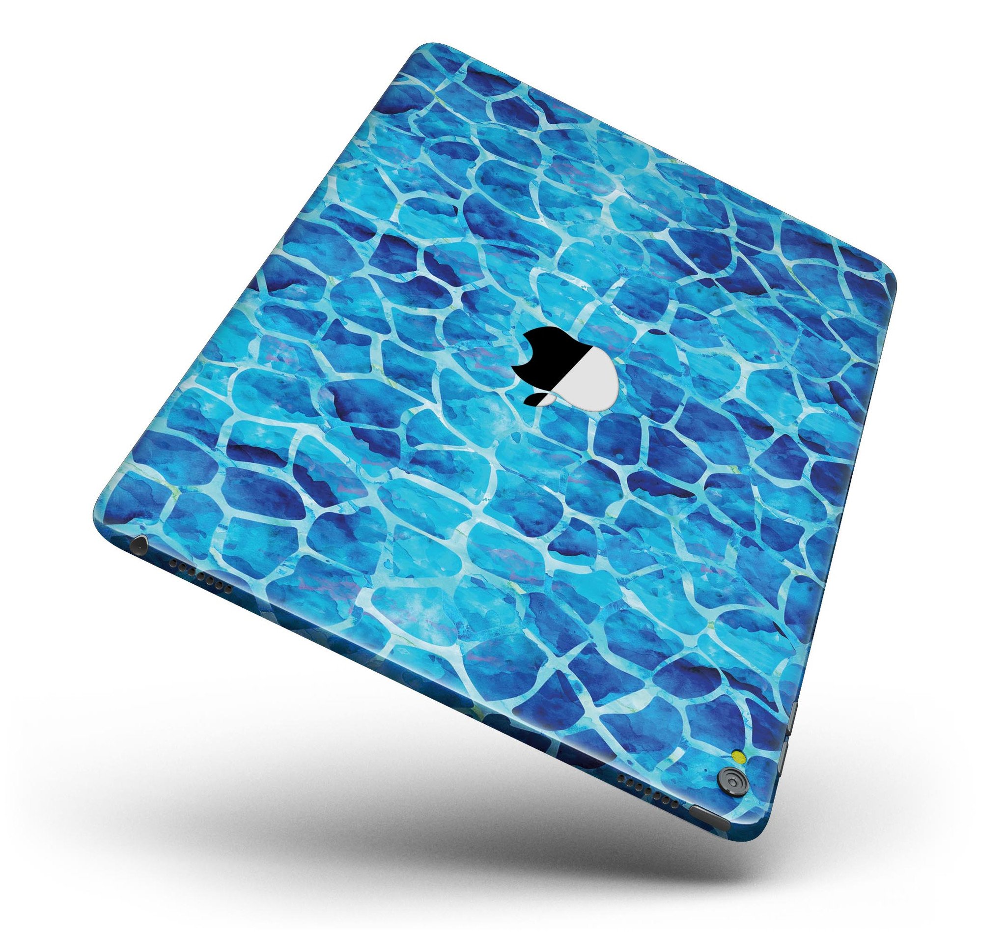 Blue Watercolor Giraffe Pattern Full Body Skin for iPad Pro, showcasing vibrant colors and unique design.