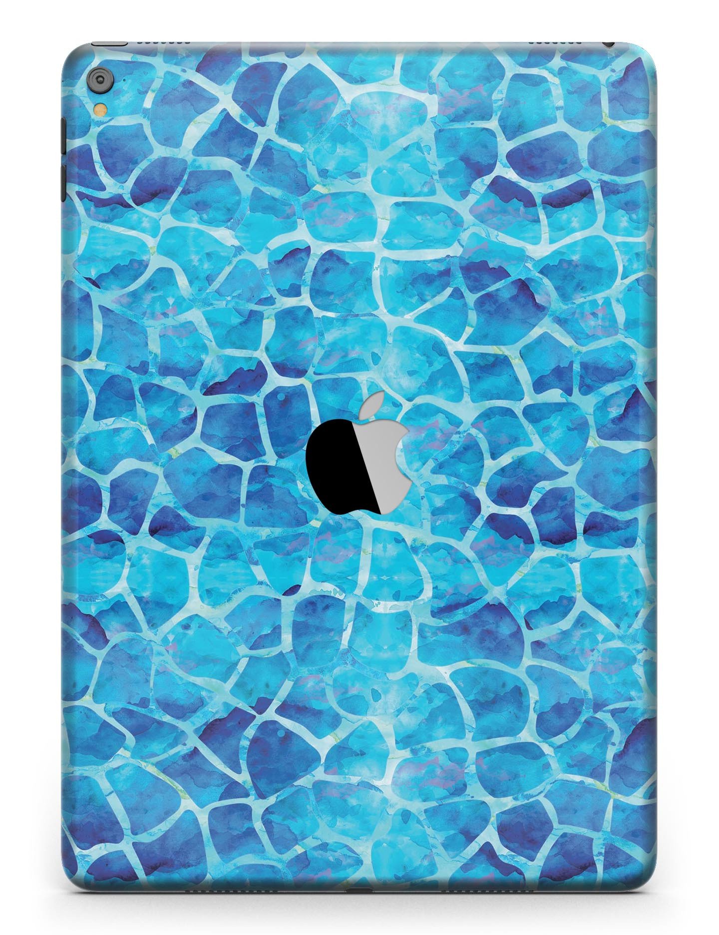 Blue Watercolor Giraffe Pattern Full Body Skin for iPad Pro, showcasing vibrant colors and unique design.