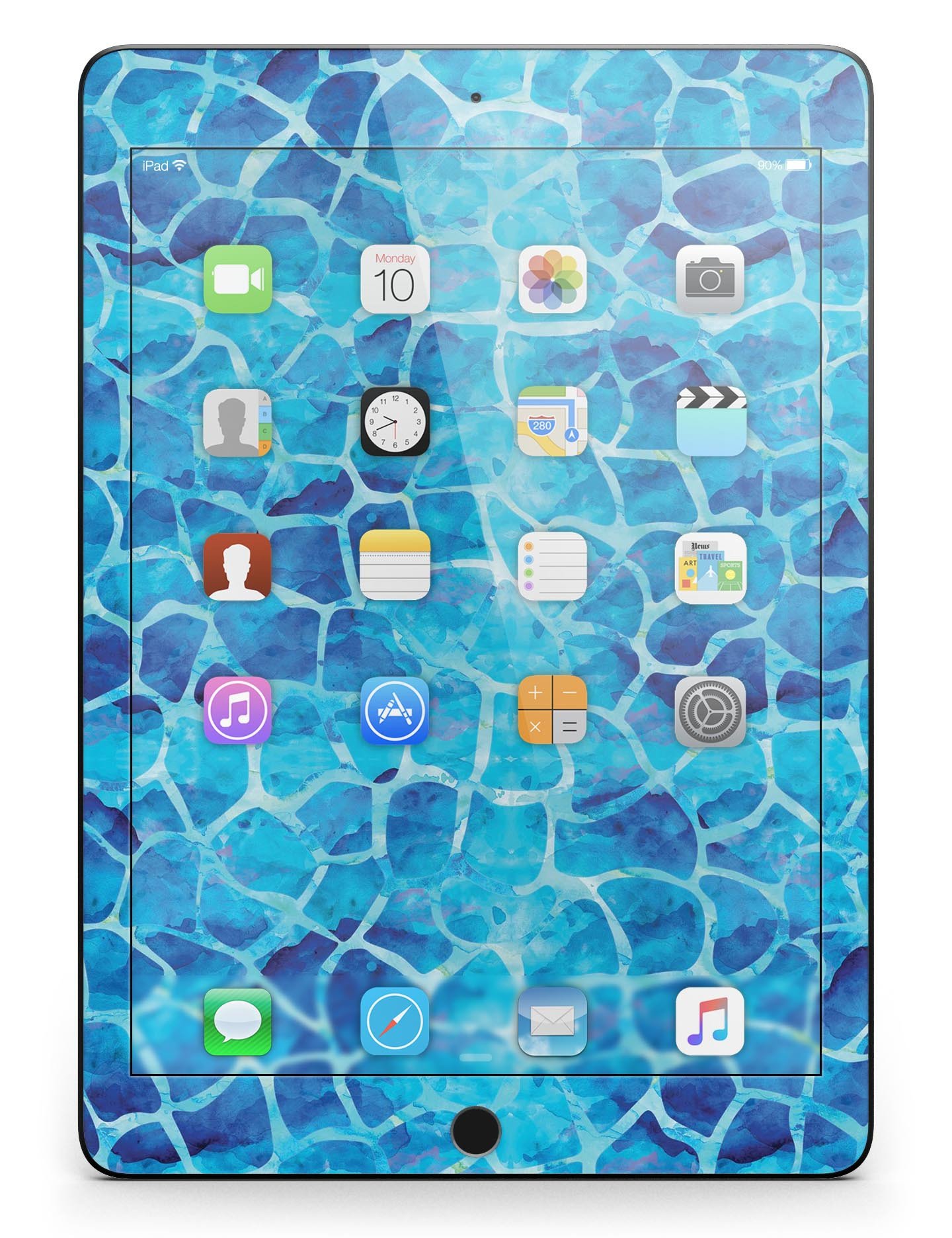 Blue Watercolor Giraffe Pattern Full Body Skin for iPad Pro, showcasing vibrant colors and unique design.