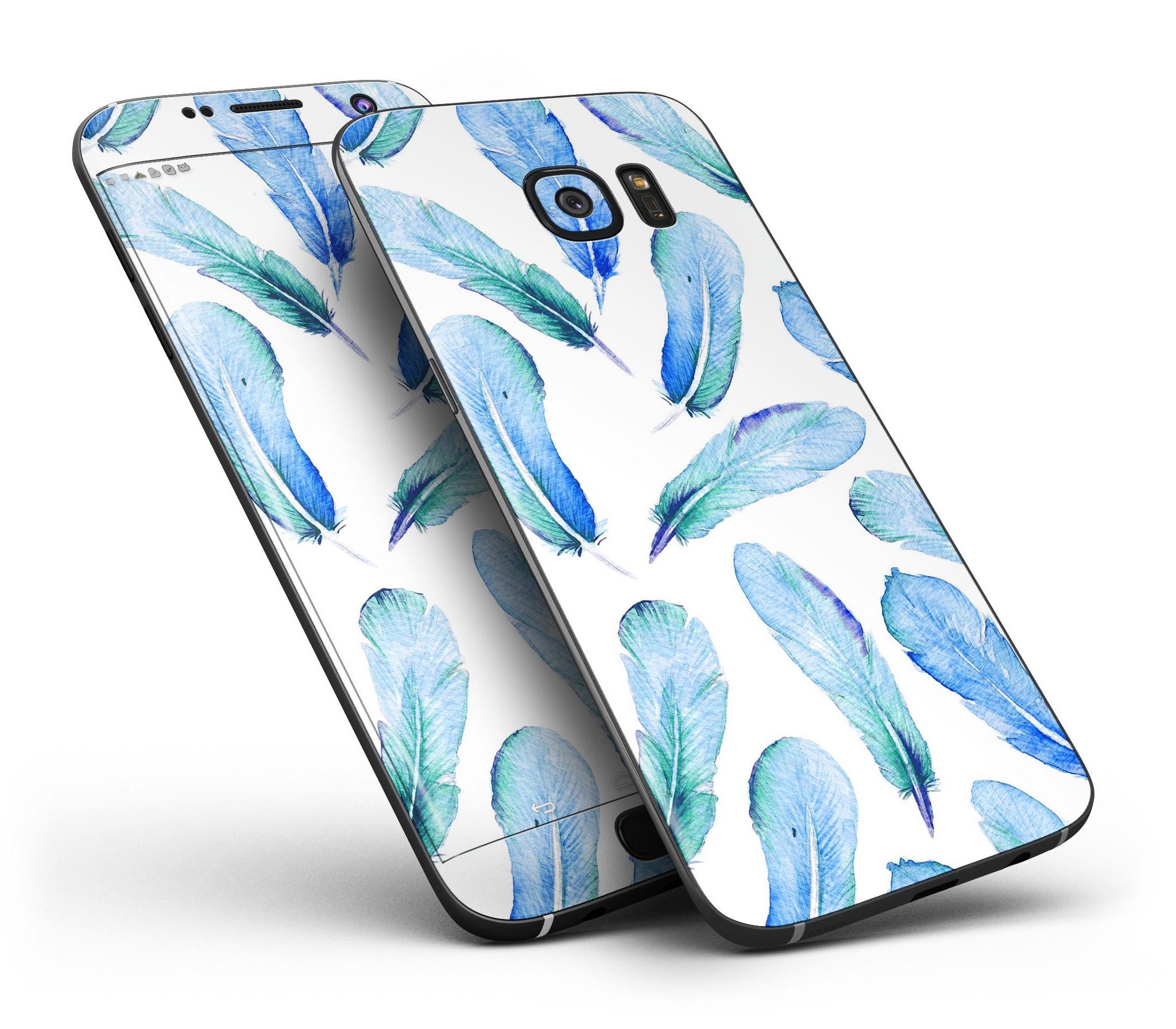 Blue Watercolor Giraffe Pattern skin kit for Samsung Galaxy S7 and S7 Edge, showcasing vibrant colors and unique design.