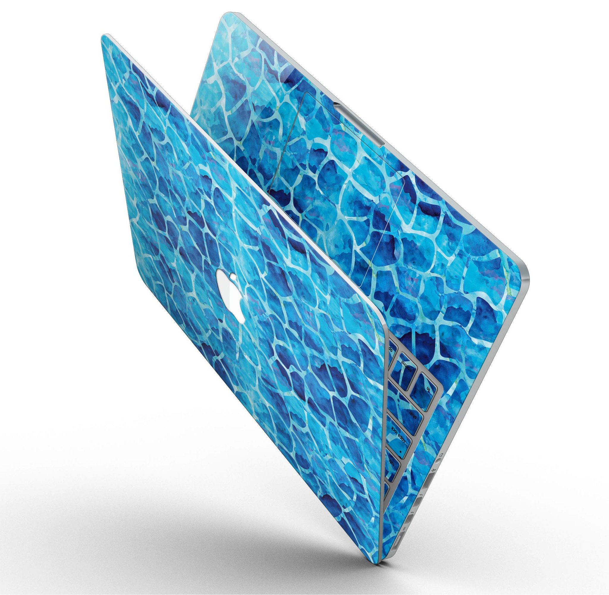 Blue Watercolor Giraffe Pattern skin for MacBook Pro with Retina Display, showcasing vibrant colors and unique design.