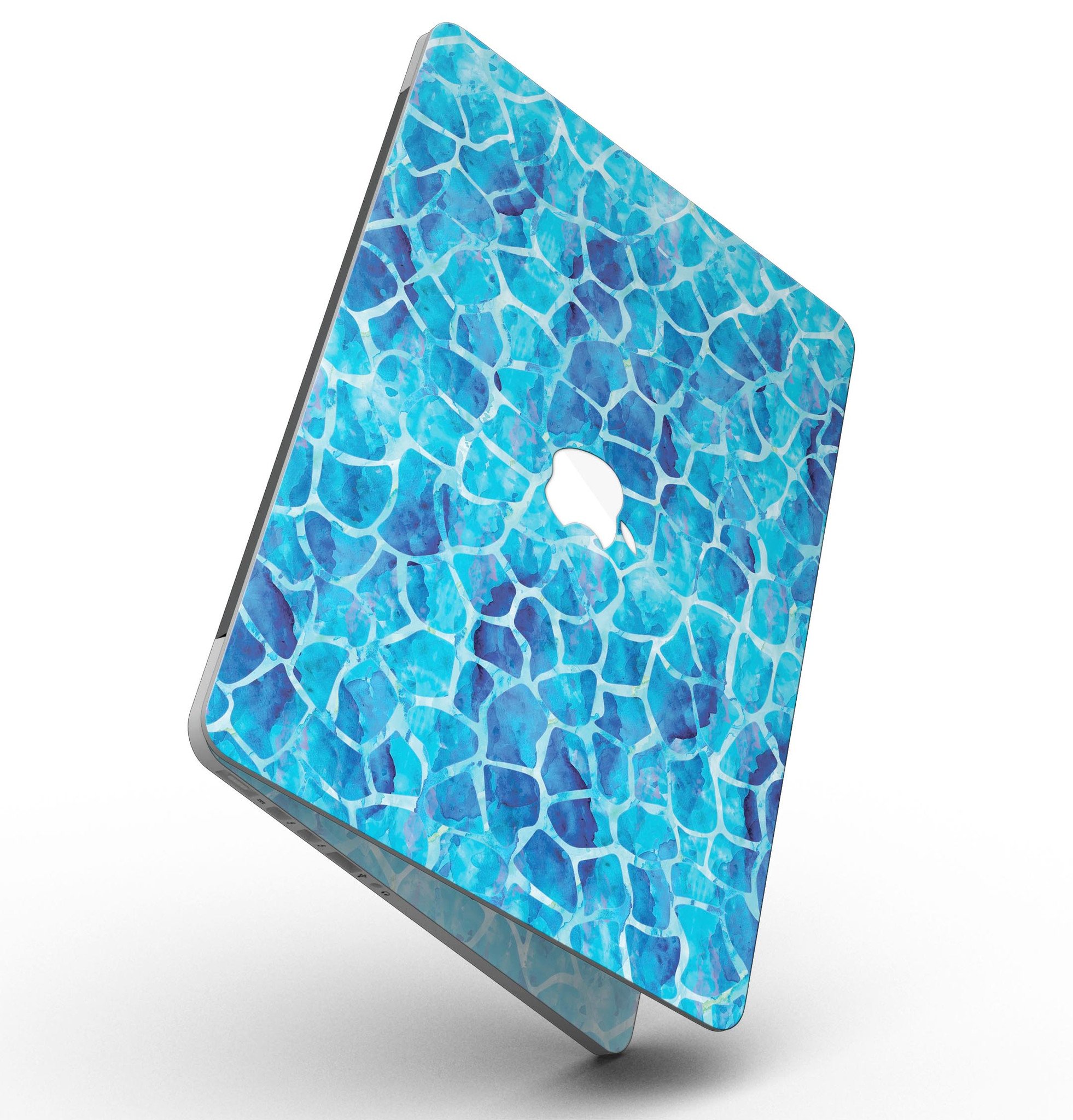 Blue Watercolor Giraffe Pattern skin for MacBook Pro with Retina Display, showcasing vibrant colors and unique design.