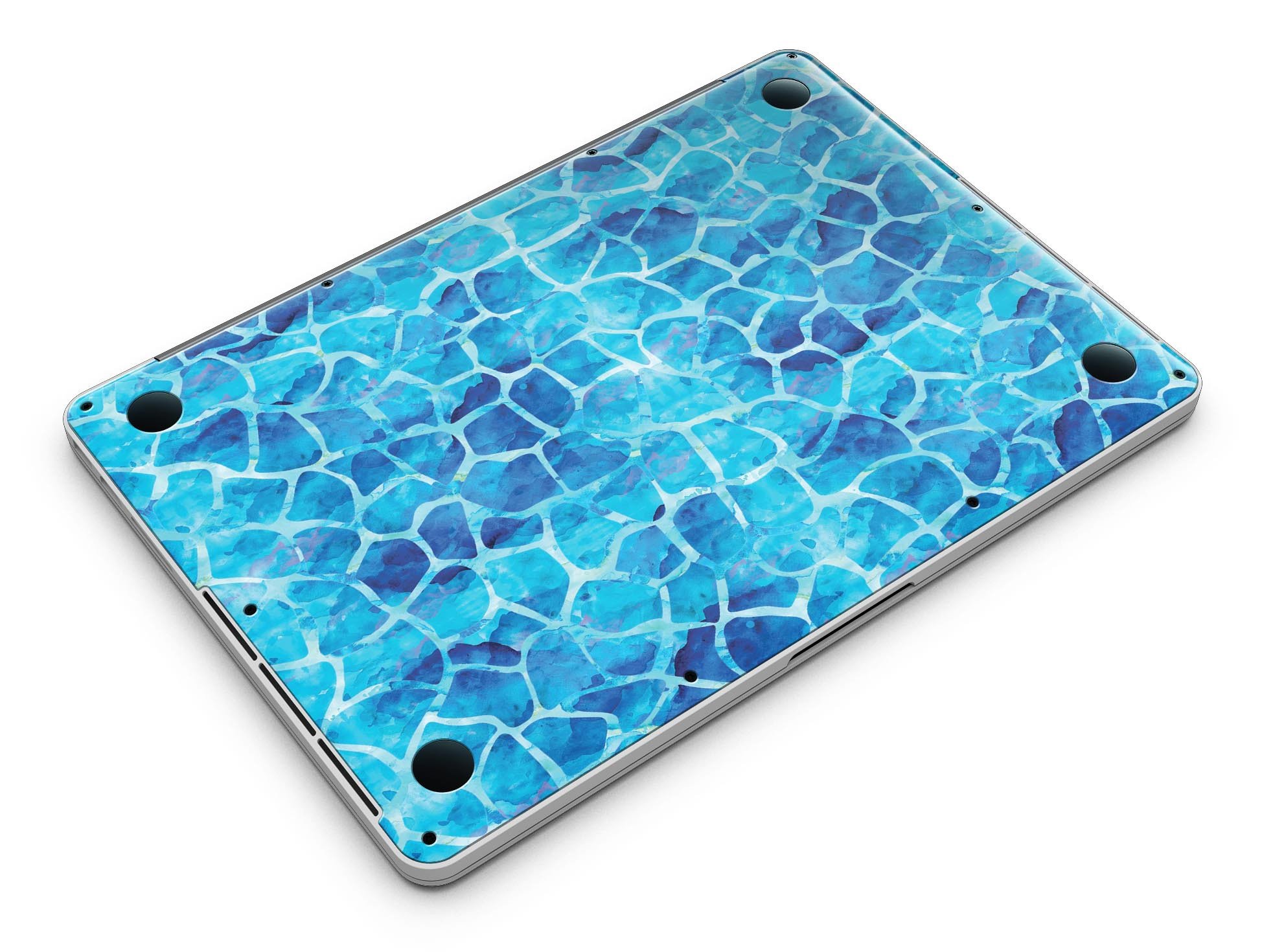 Blue Watercolor Giraffe Pattern skin for MacBook Pro with Retina Display, showcasing vibrant colors and unique design.