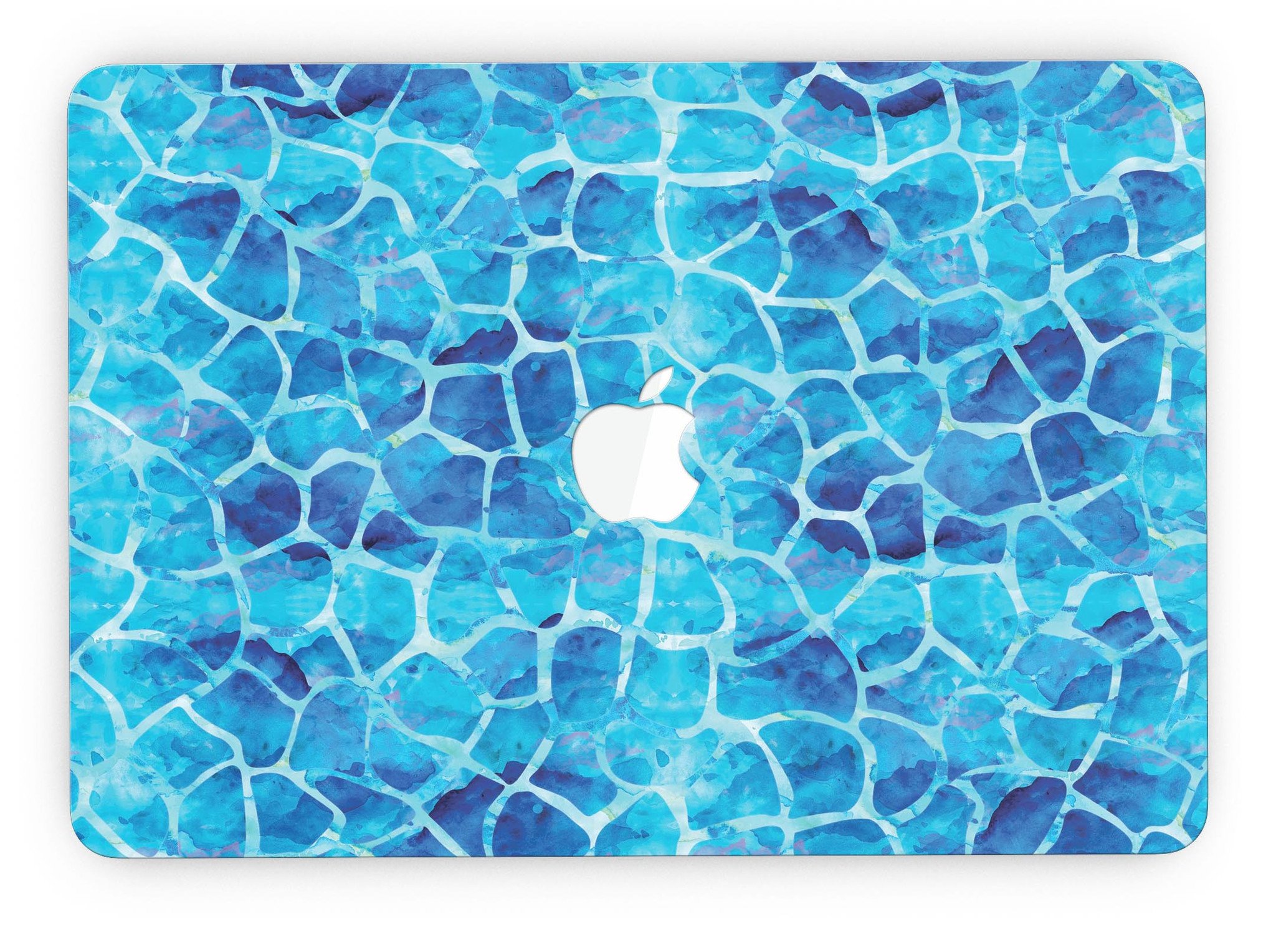 Blue Watercolor Giraffe Pattern skin for MacBook Pro with Retina Display, showcasing vibrant colors and unique design.