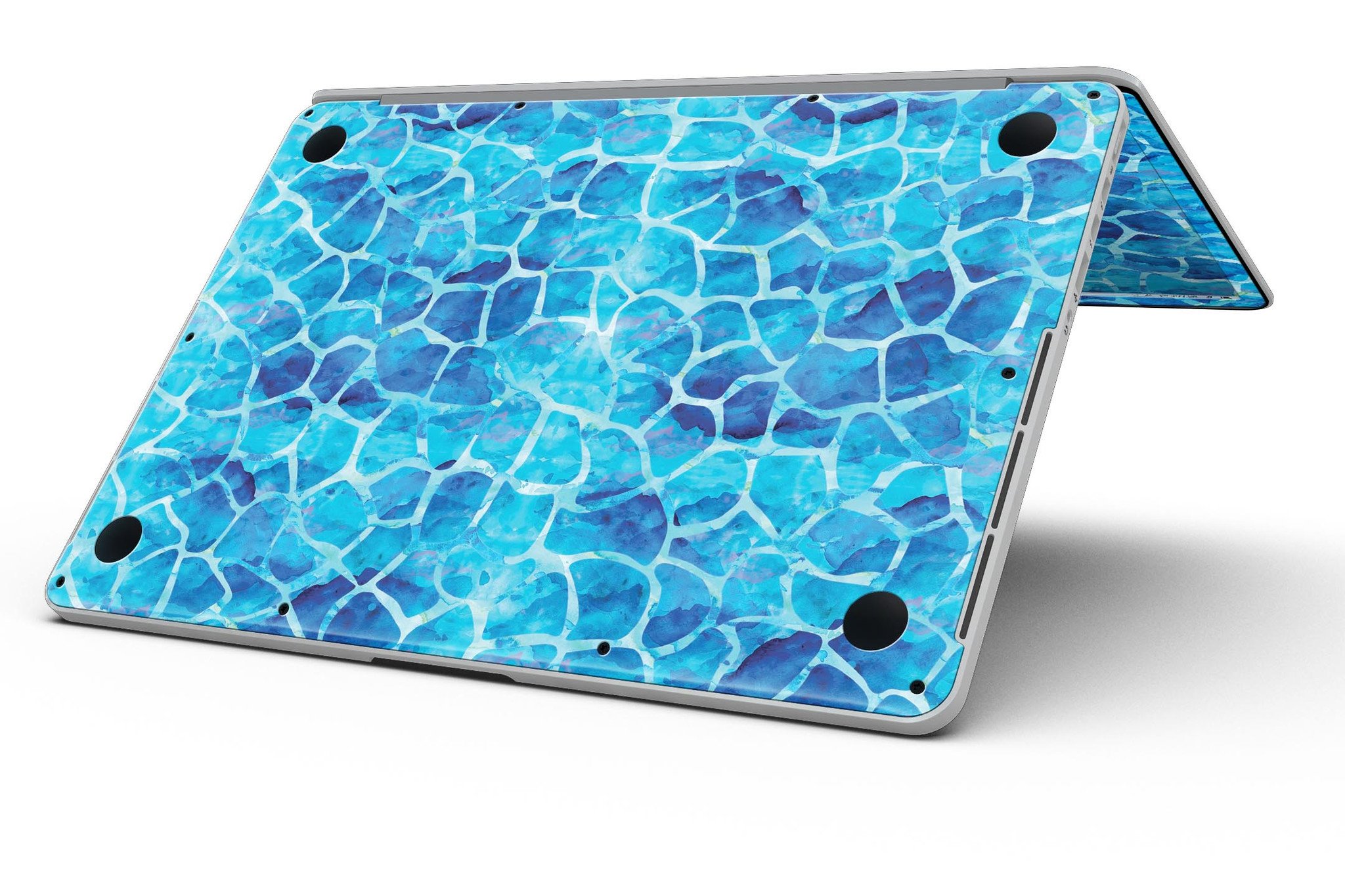 Blue Watercolor Giraffe Pattern skin for MacBook Pro with Retina Display, showcasing vibrant colors and unique design.