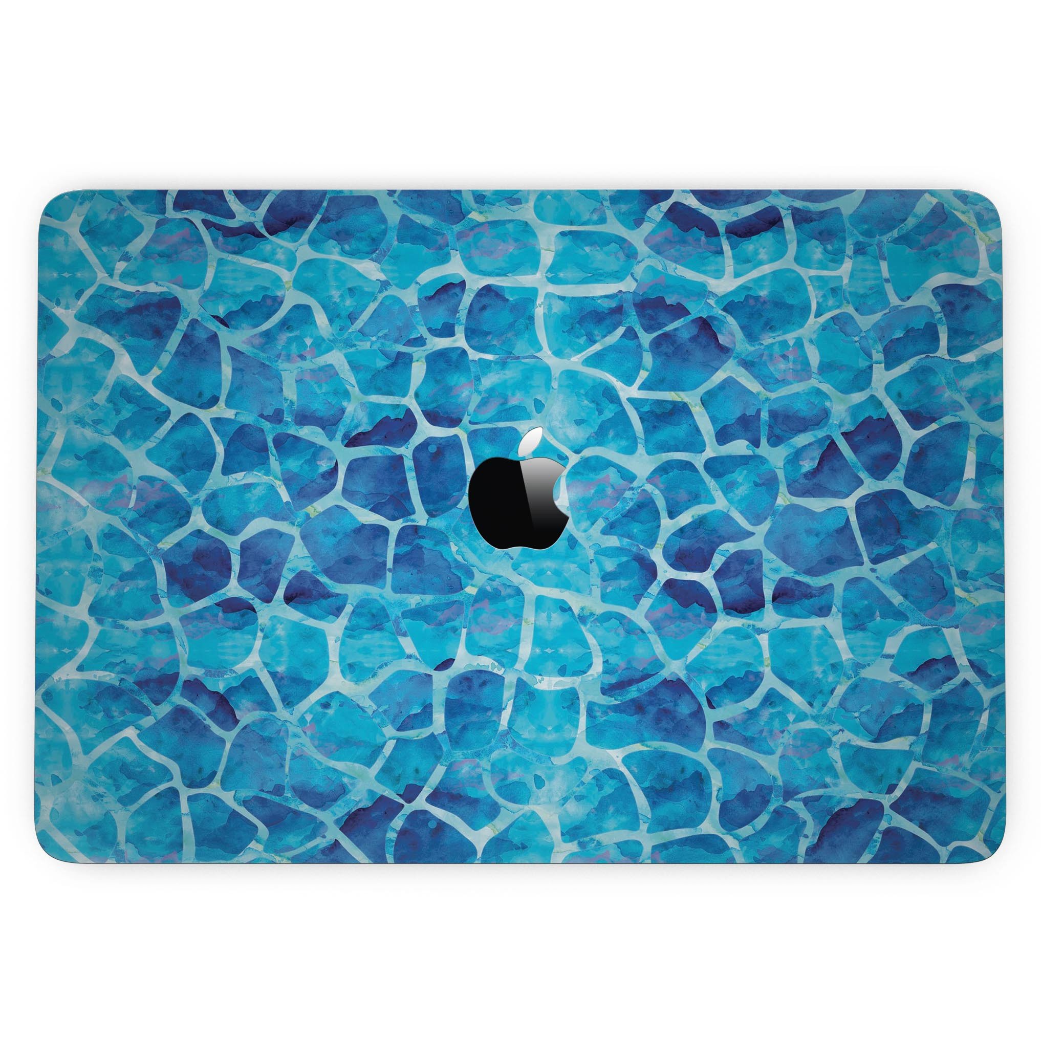 Blue Watercolor Giraffe Pattern skin for MacBook Pro, showcasing vibrant colors and artistic design.