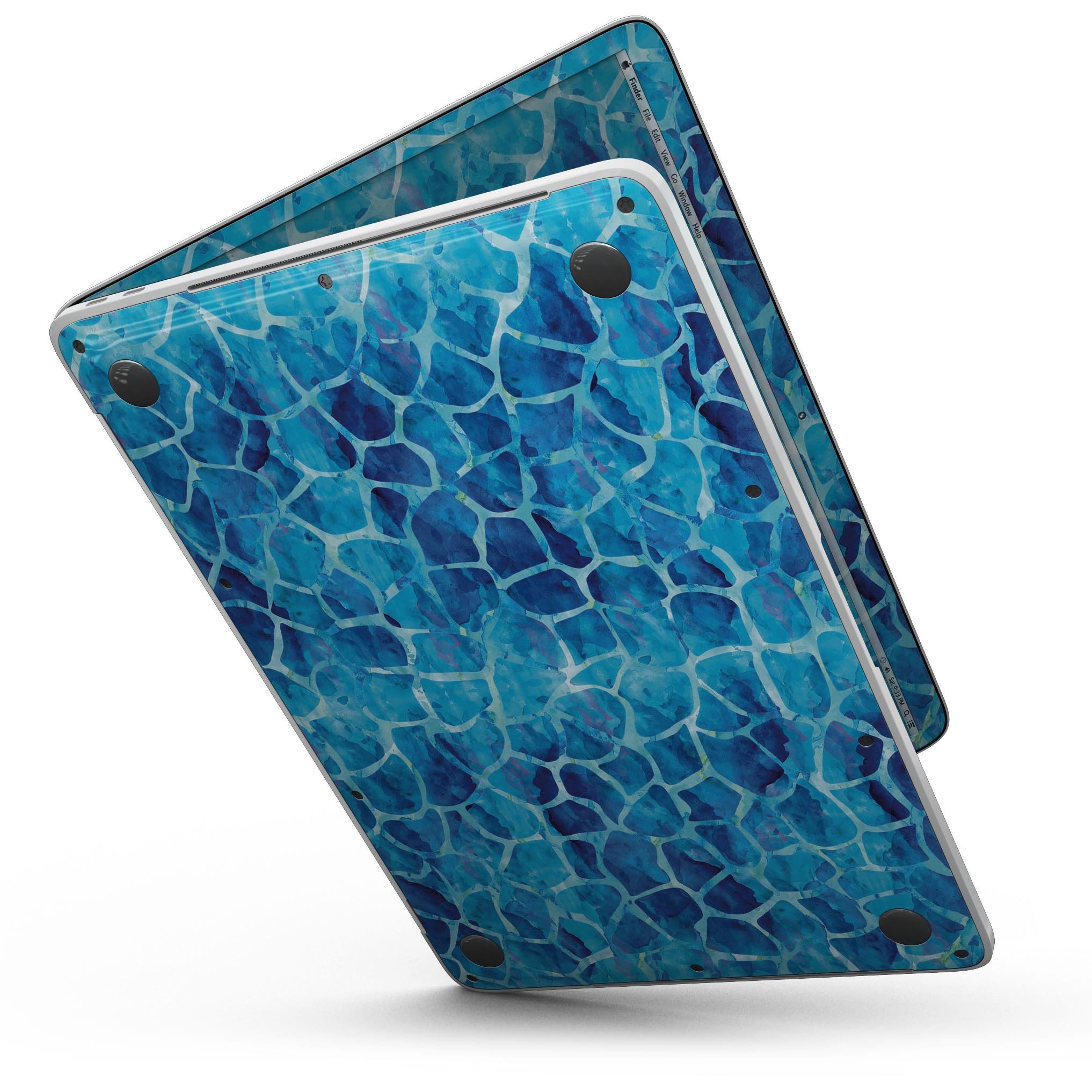 Blue Watercolor Giraffe Pattern skin for MacBook Pro, showcasing vibrant colors and artistic design.