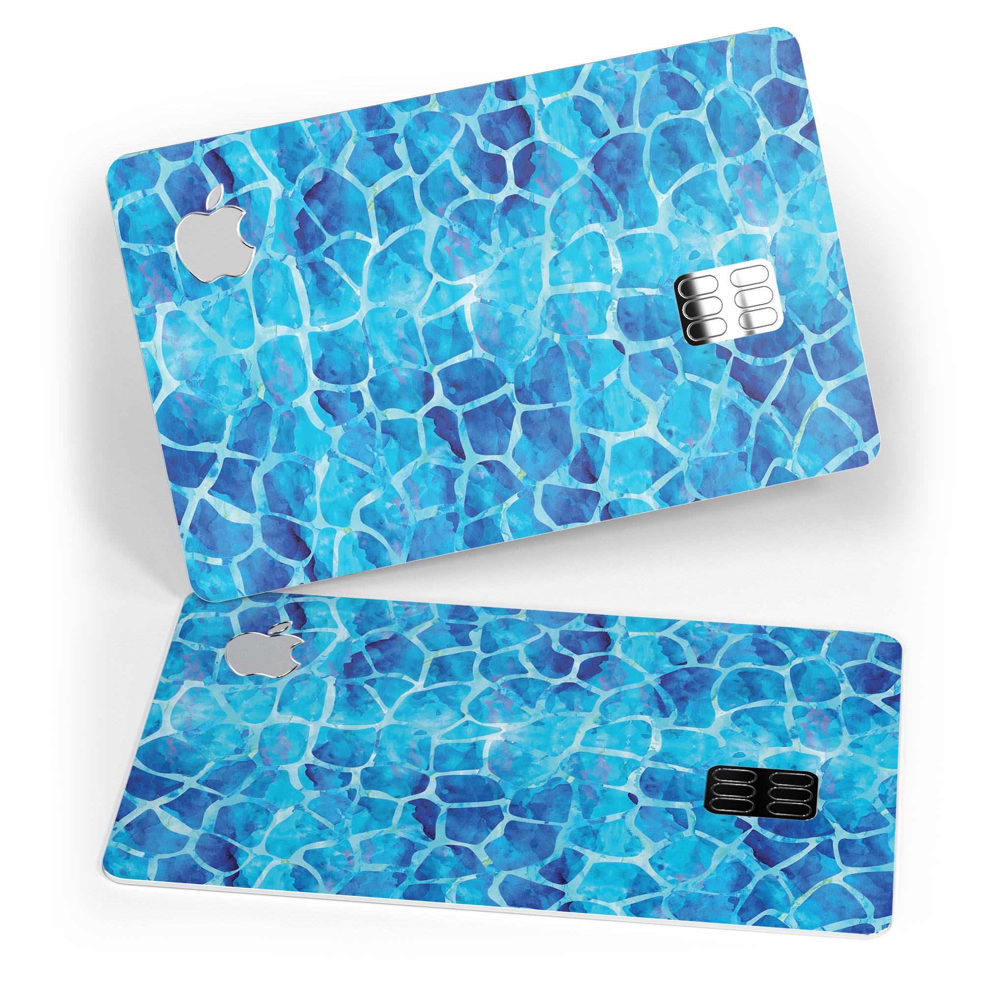 Blue Watercolor Giraffe Pattern skin for Apple Card, showcasing vibrant colors and unique design.