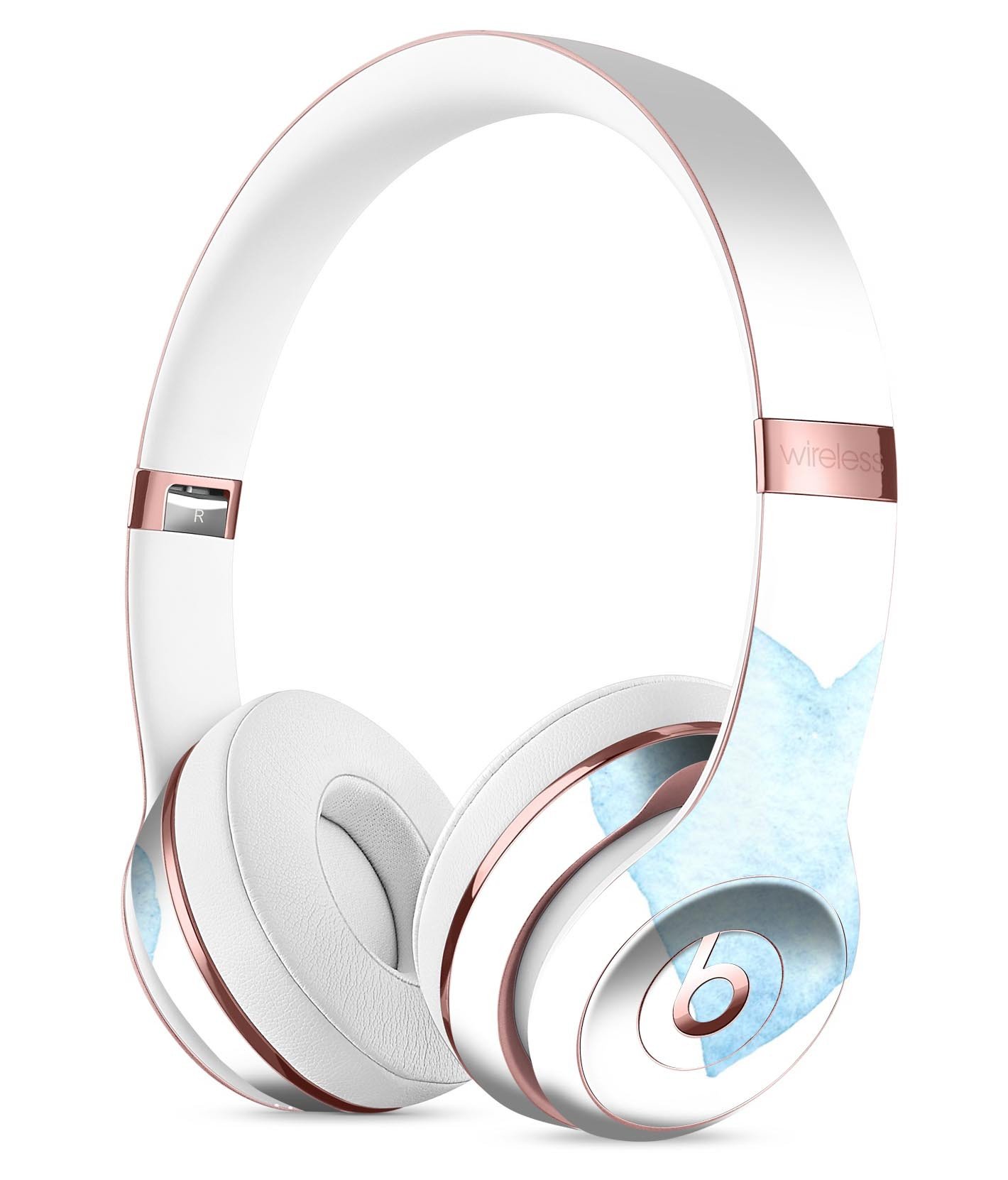 Blue Watercolor Heart Skin Kit for Beats by Dre Solo 3, showcasing vibrant colors and a stylish design.