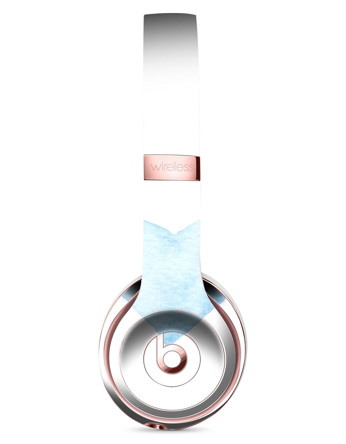 Blue Watercolor Heart Skin Kit for Beats by Dre Solo 3, showcasing vibrant colors and a stylish design.