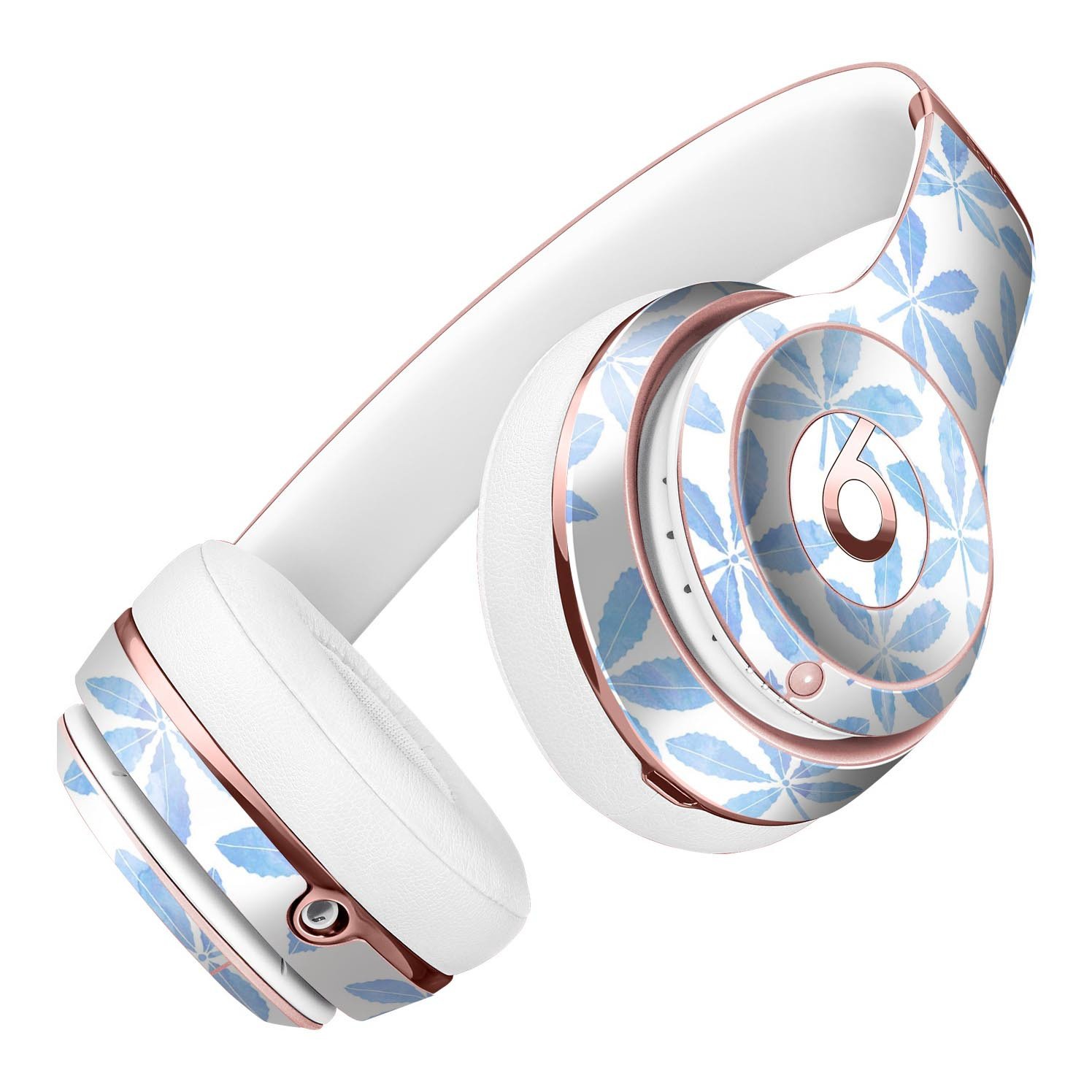 Blue Watercolor Leaves Full-Body Skin Kit for Beats by Dre Solo 3, showcasing vibrant colors and intricate leaf patterns.