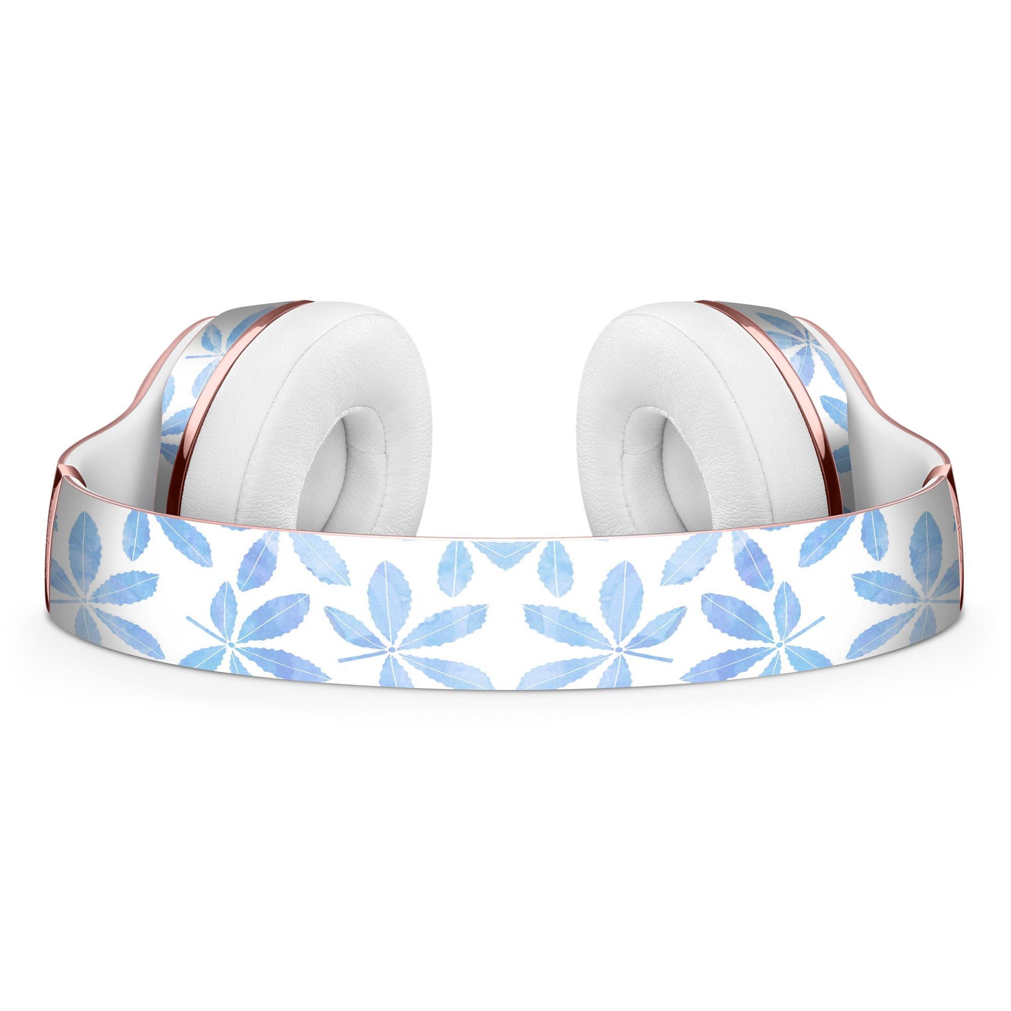 Blue Watercolor Leaves Full-Body Skin Kit for Beats by Dre Solo 3, showcasing vibrant colors and intricate leaf patterns.