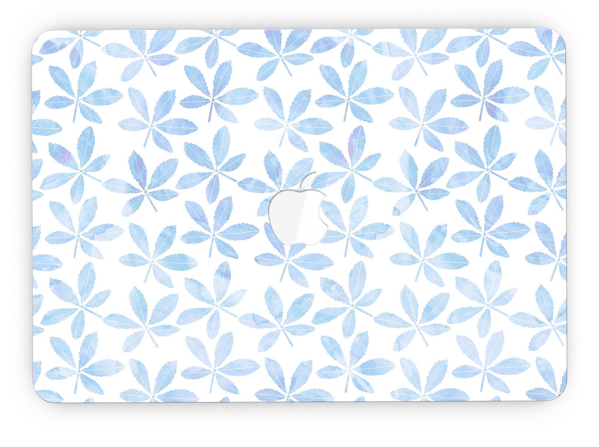 Blue Watercolor Leaves skin for MacBook Pro with Retina Display, showcasing vibrant colors and intricate leaf patterns.