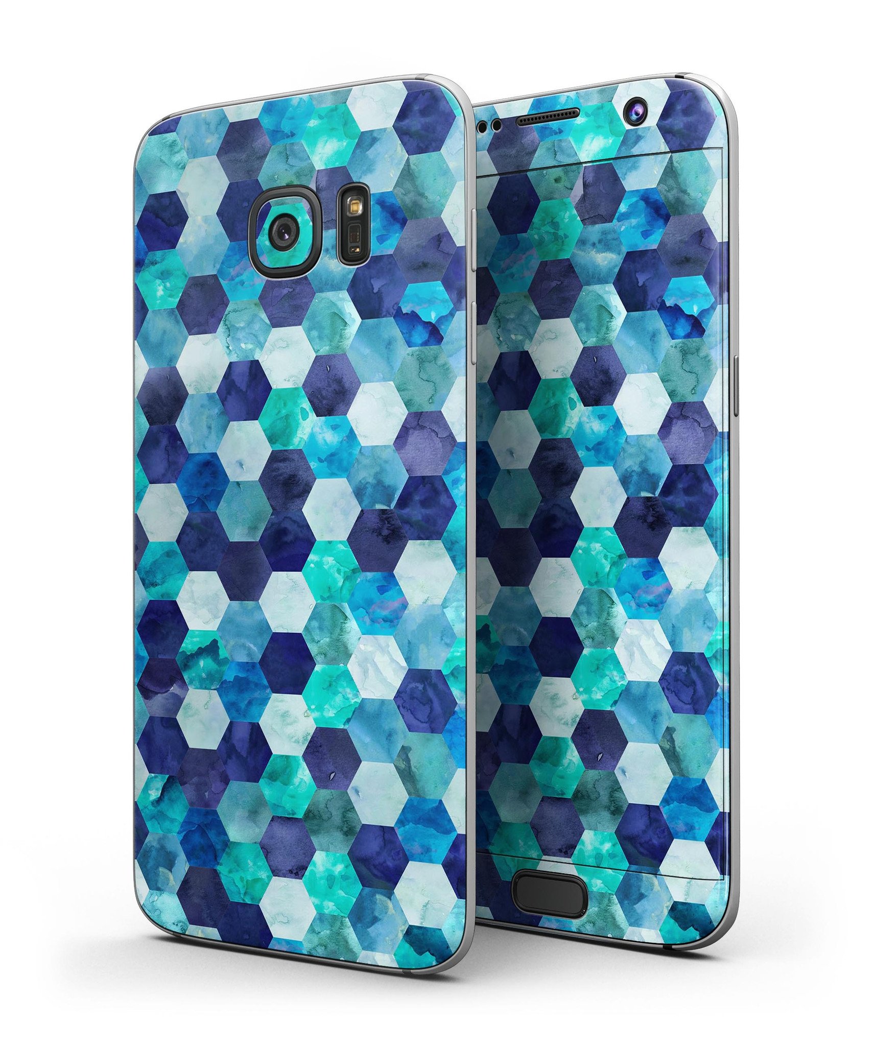 Blue Watercolor Olive Branch skin for Samsung Galaxy S7/S7 Edge, showcasing vibrant colors and intricate design.