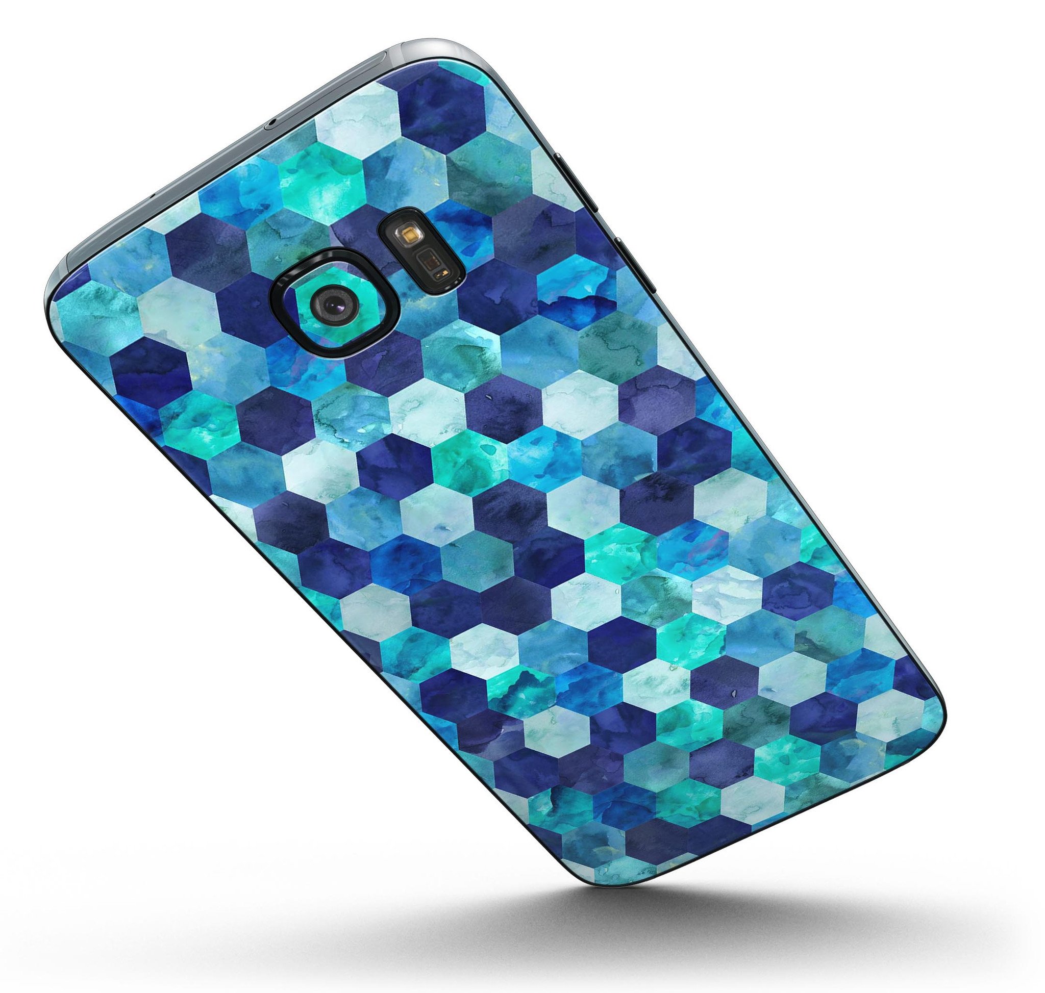 Blue Watercolor Olive Branch skin for Samsung Galaxy S7/S7 Edge, showcasing vibrant colors and intricate design.