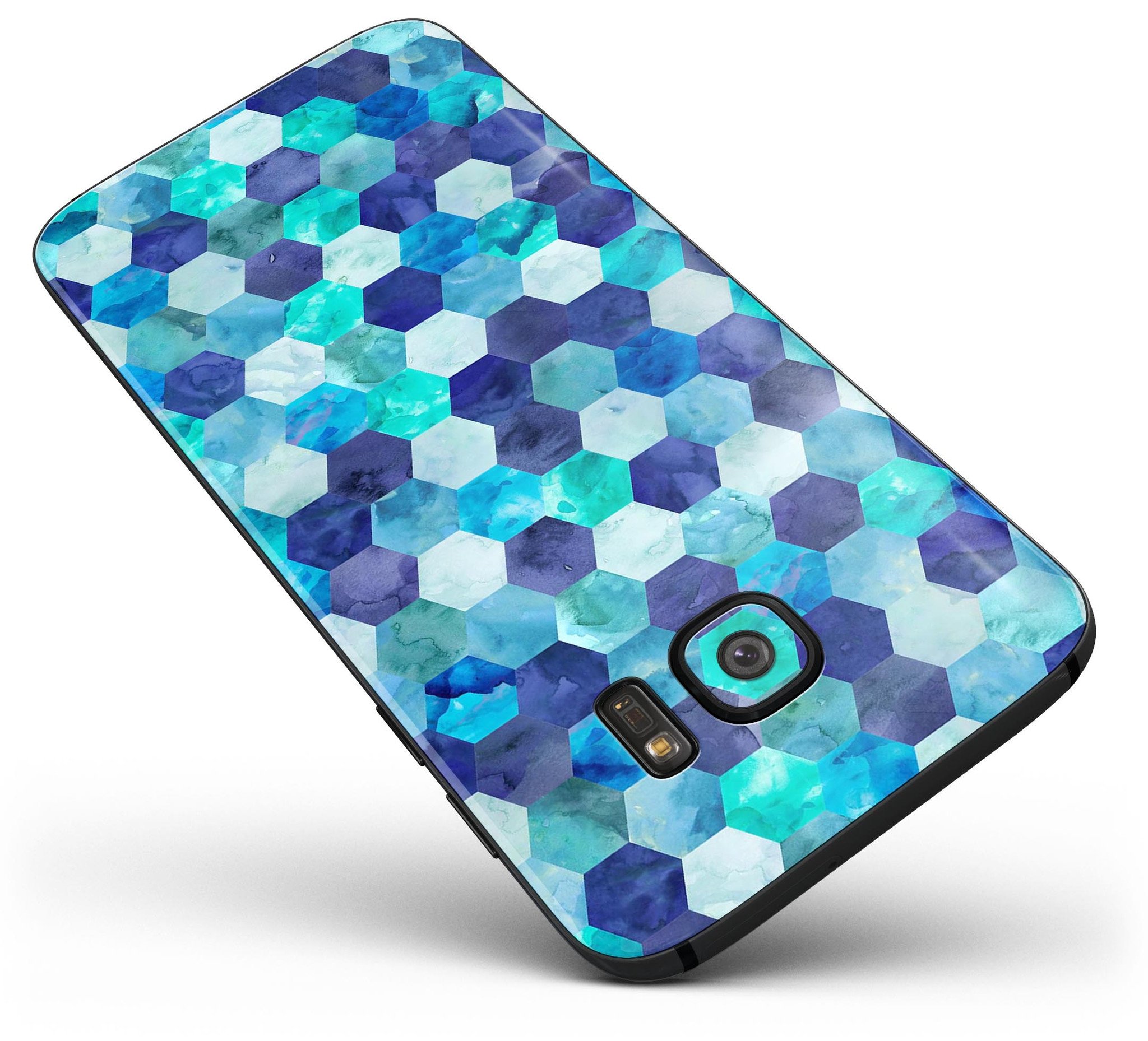 Blue Watercolor Olive Branch skin for Samsung Galaxy S7/S7 Edge, showcasing vibrant colors and intricate design.