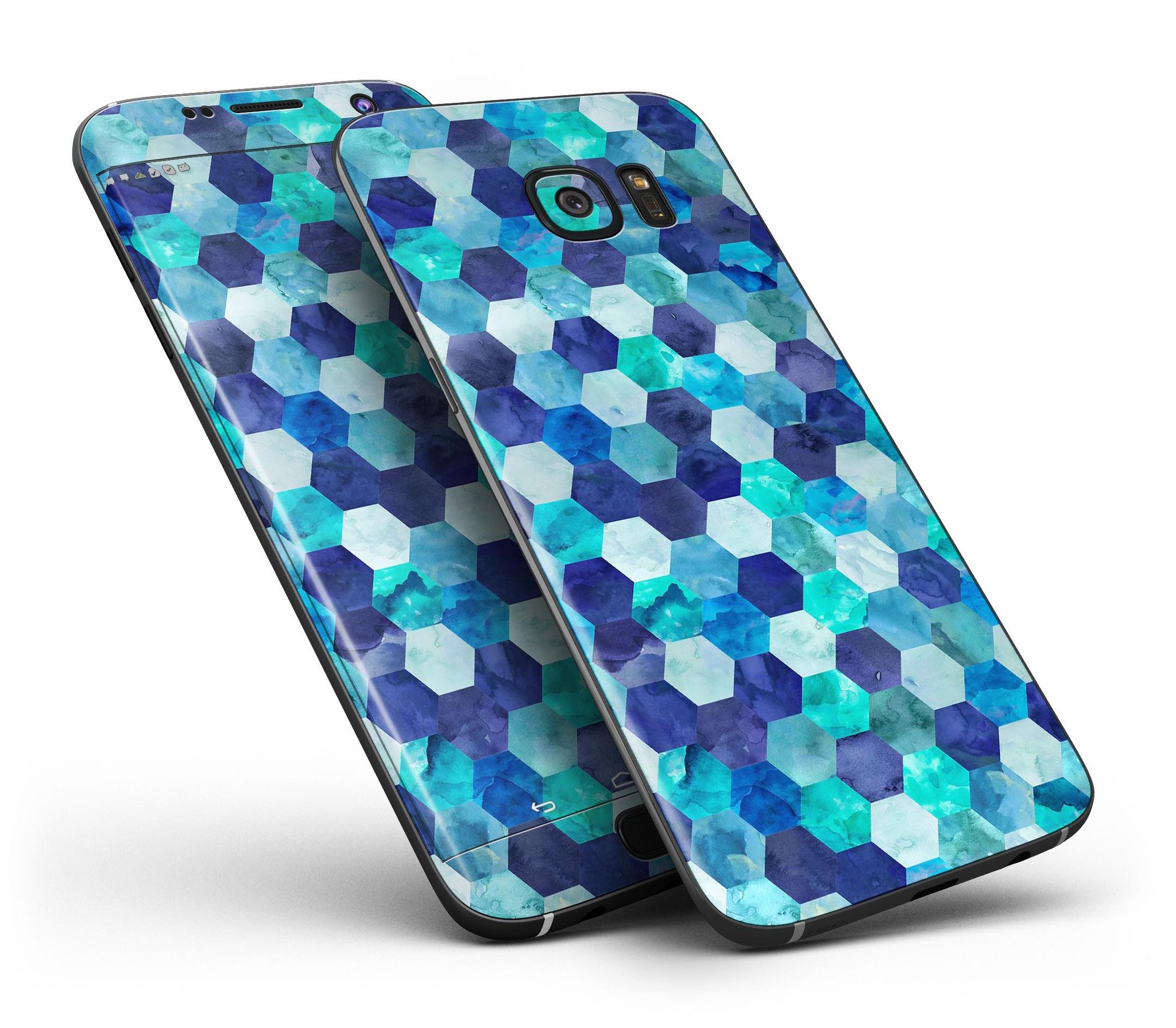 Blue Watercolor Olive Branch skin for Samsung Galaxy S7/S7 Edge, showcasing vibrant colors and intricate design.