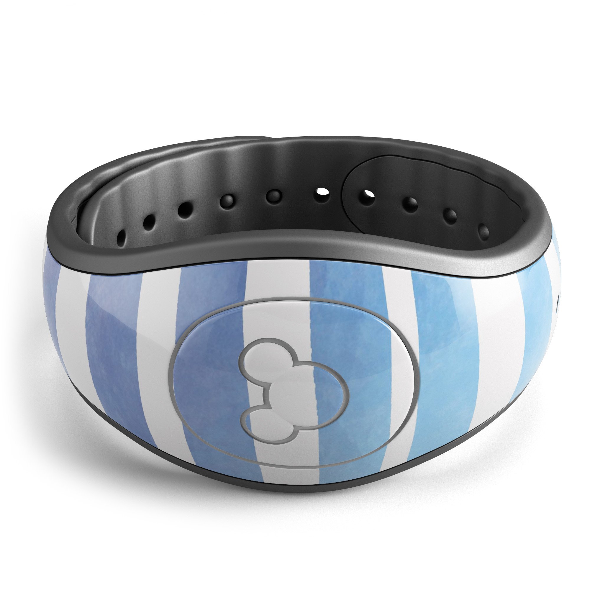 Blue WaterColor Ombre Stripes decal skin wrap for Disney Magic Band, showcasing vibrant colors and stylish design.