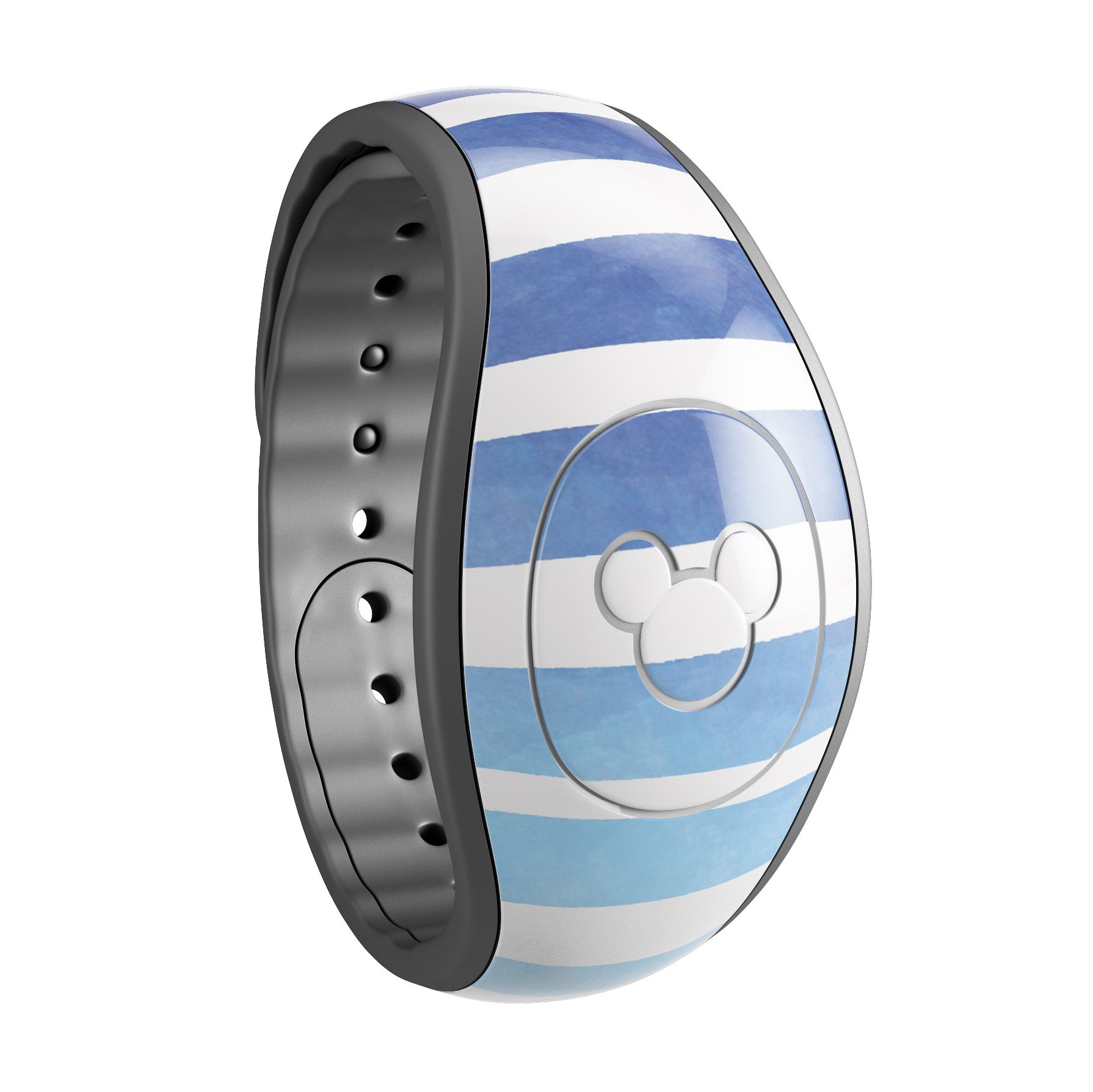 Blue WaterColor Ombre Stripes decal skin wrap for Disney Magic Band, showcasing vibrant colors and stylish design.