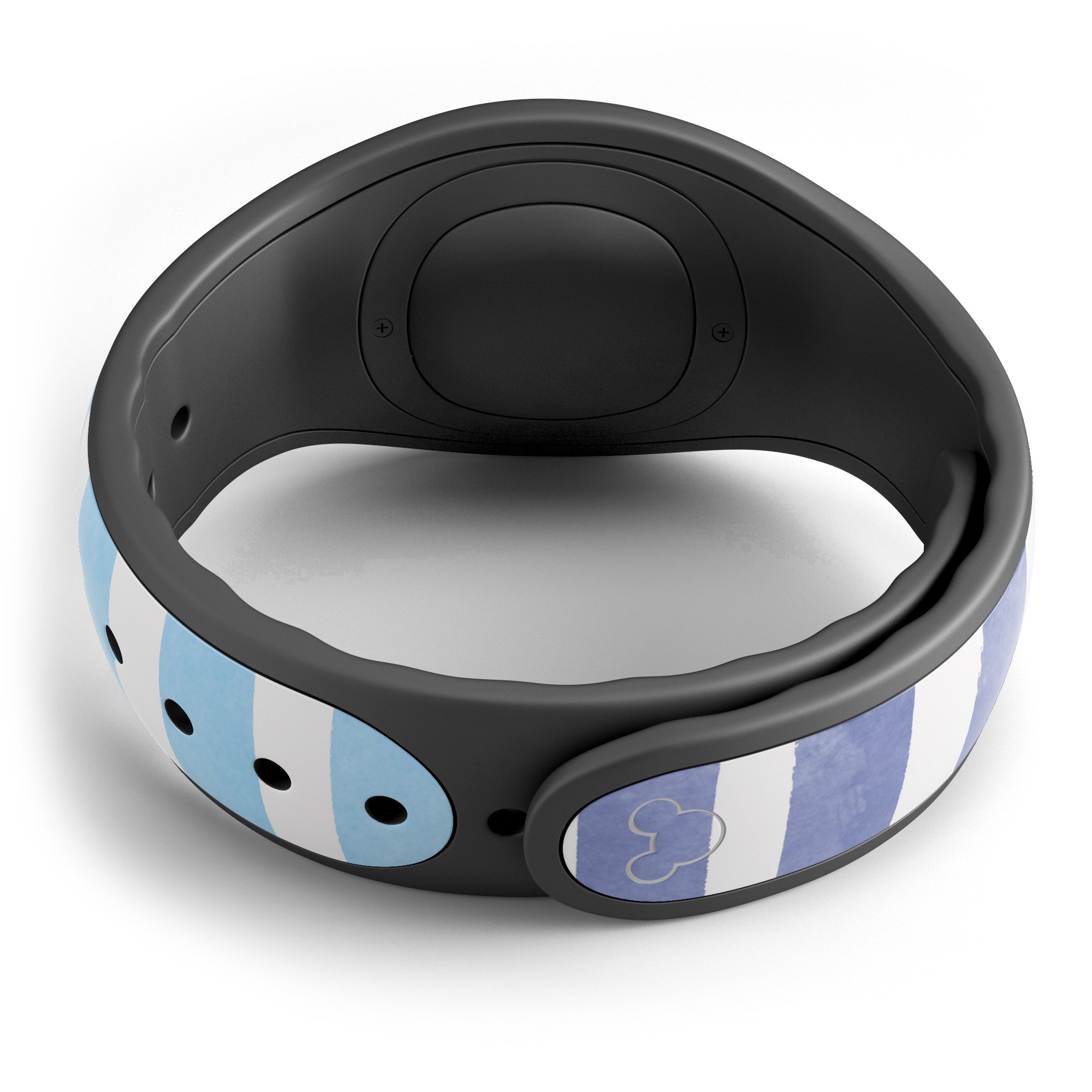 Blue WaterColor Ombre Stripes decal skin wrap for Disney Magic Band, showcasing vibrant colors and stylish design.