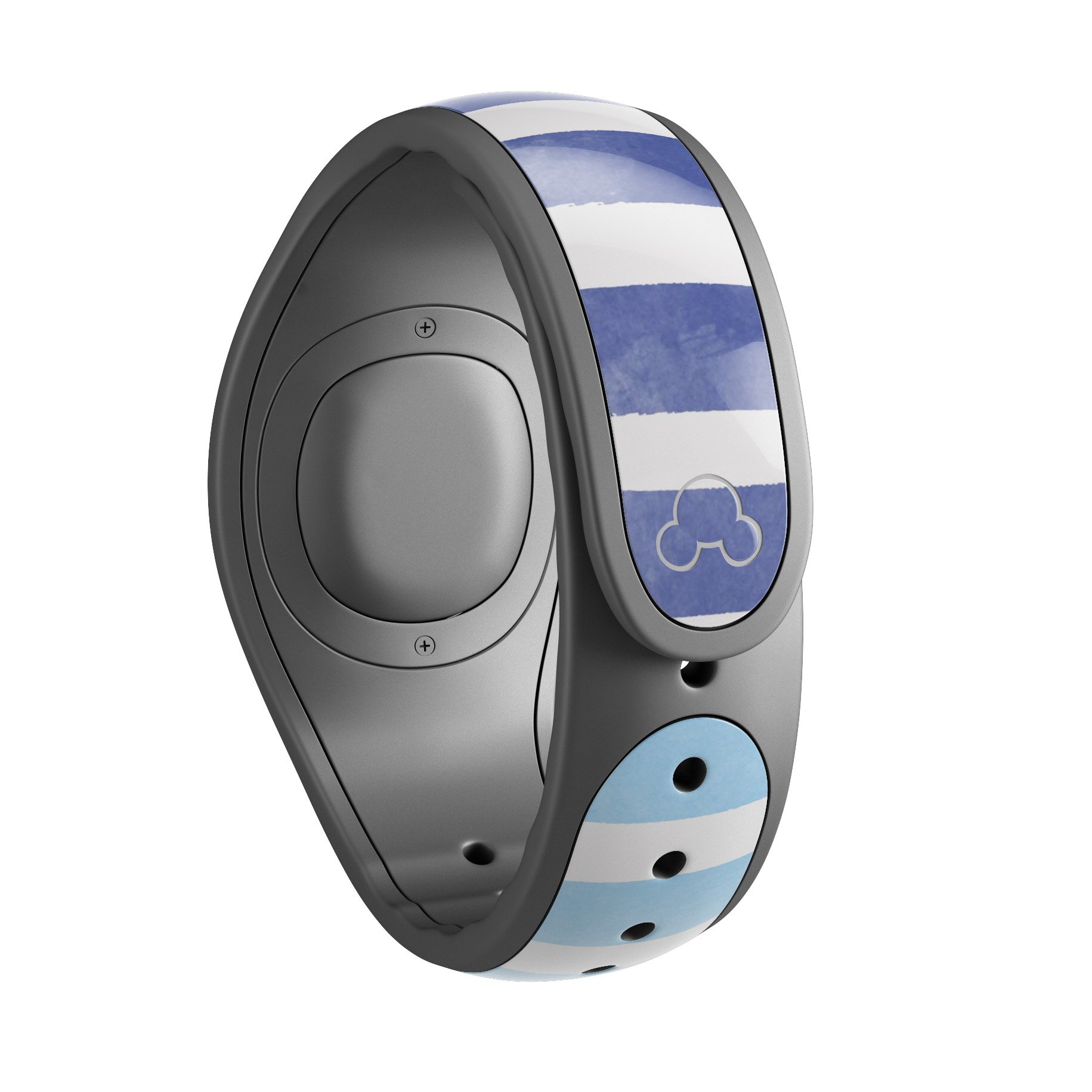 Blue WaterColor Ombre Stripes decal skin wrap for Disney Magic Band, showcasing vibrant colors and stylish design.