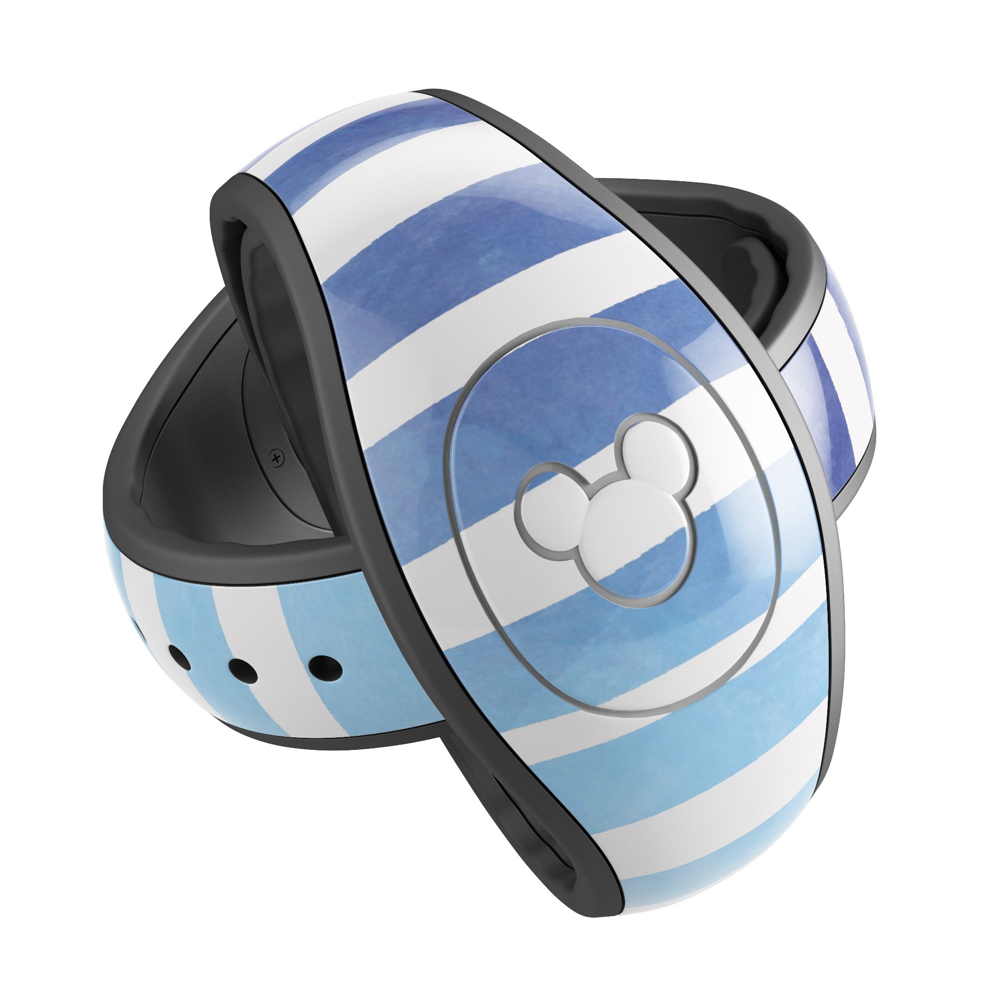 Blue WaterColor Ombre Stripes decal skin wrap for Disney Magic Band, showcasing vibrant colors and stylish design.